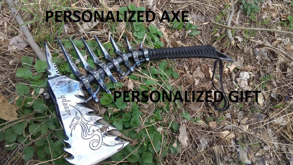 Fathers Day gift, viking axe, tomahawk, hatchet, viking, gift for husband, 6th anniversary gift for him, his birthday gift, skeleton, viking