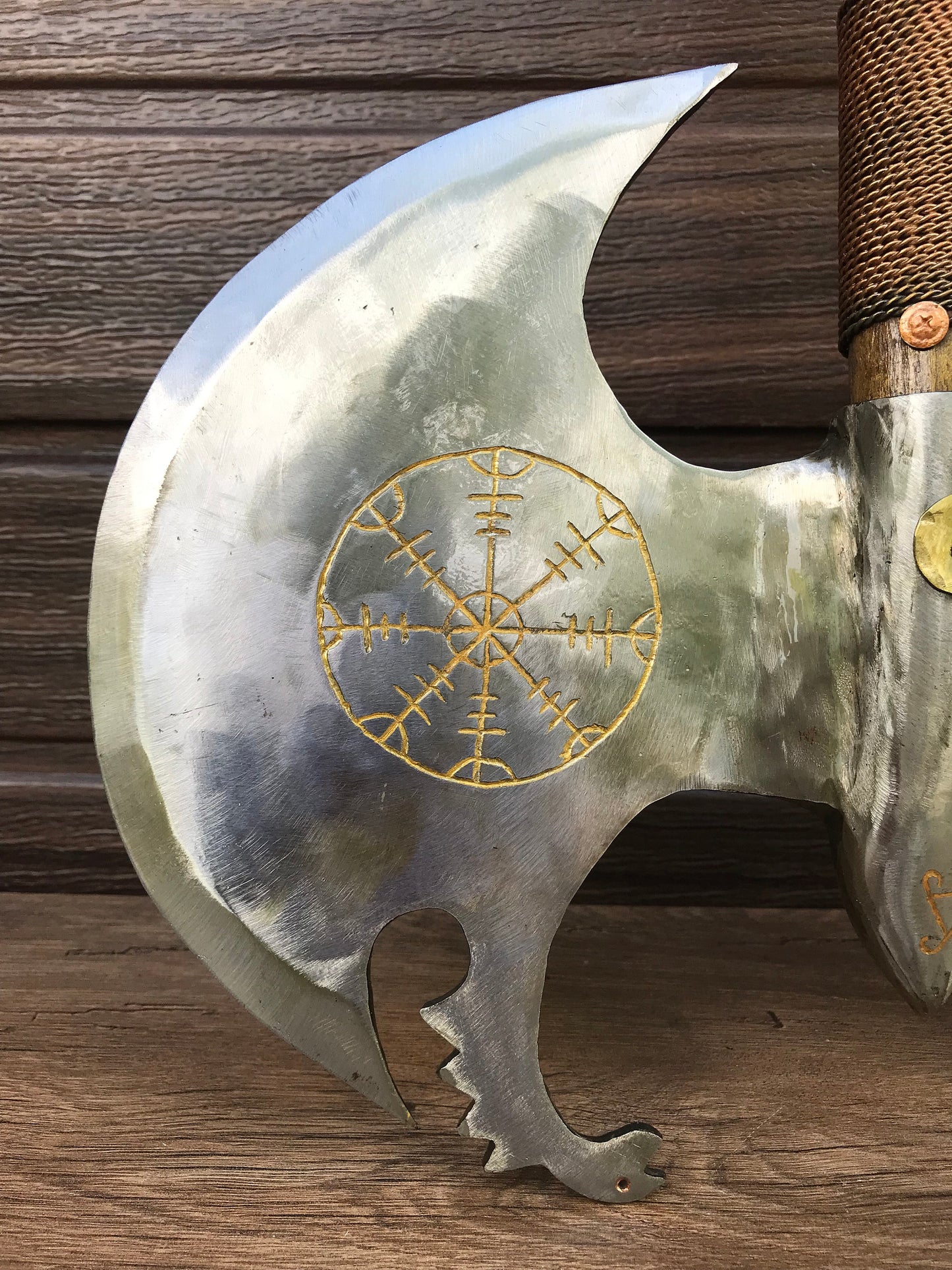 Runic axe, medieval axe, axe gift, valknut, vegvisir, runic compass, viking symbols, viking axe, Leviathan axe, Kratos axe, cosplay weapon