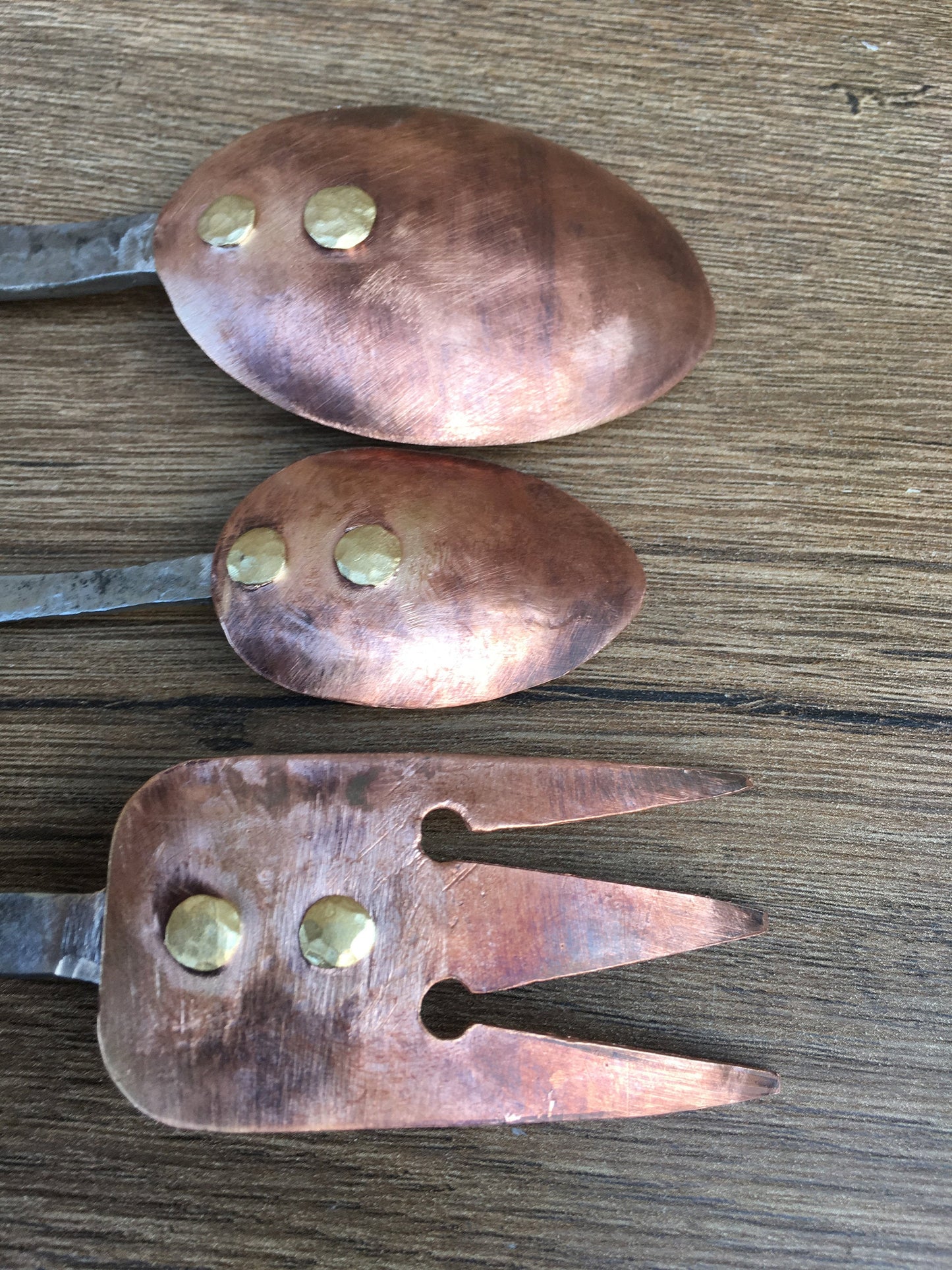 Midcentury flatware set, mid century cutlery, fork, cutlery, mid century flatware, medieval fork, mid century spoon, copper spoon, tea spoon