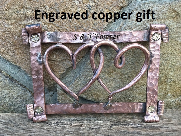 Copper hearts, copper frame, copper gift, gift box, copper gift for her,copper anniversary,7 year anniversary, copper decor, 7th anniversary