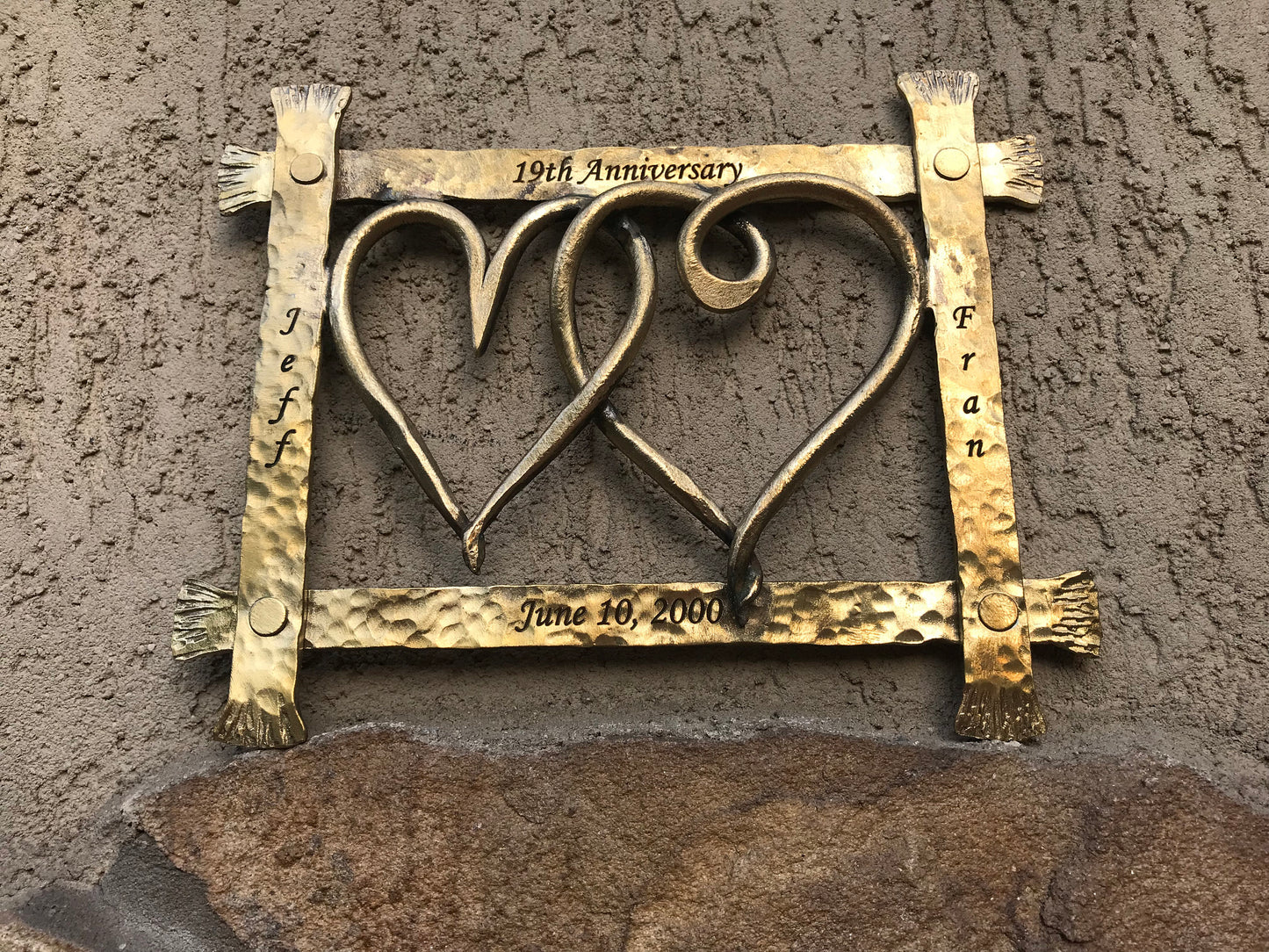 Bronze gift, bronze hearts, bronze frame, framed heart, frame with hearts, bronze gift for wife, 8th anniversary gift, bronze anniversary