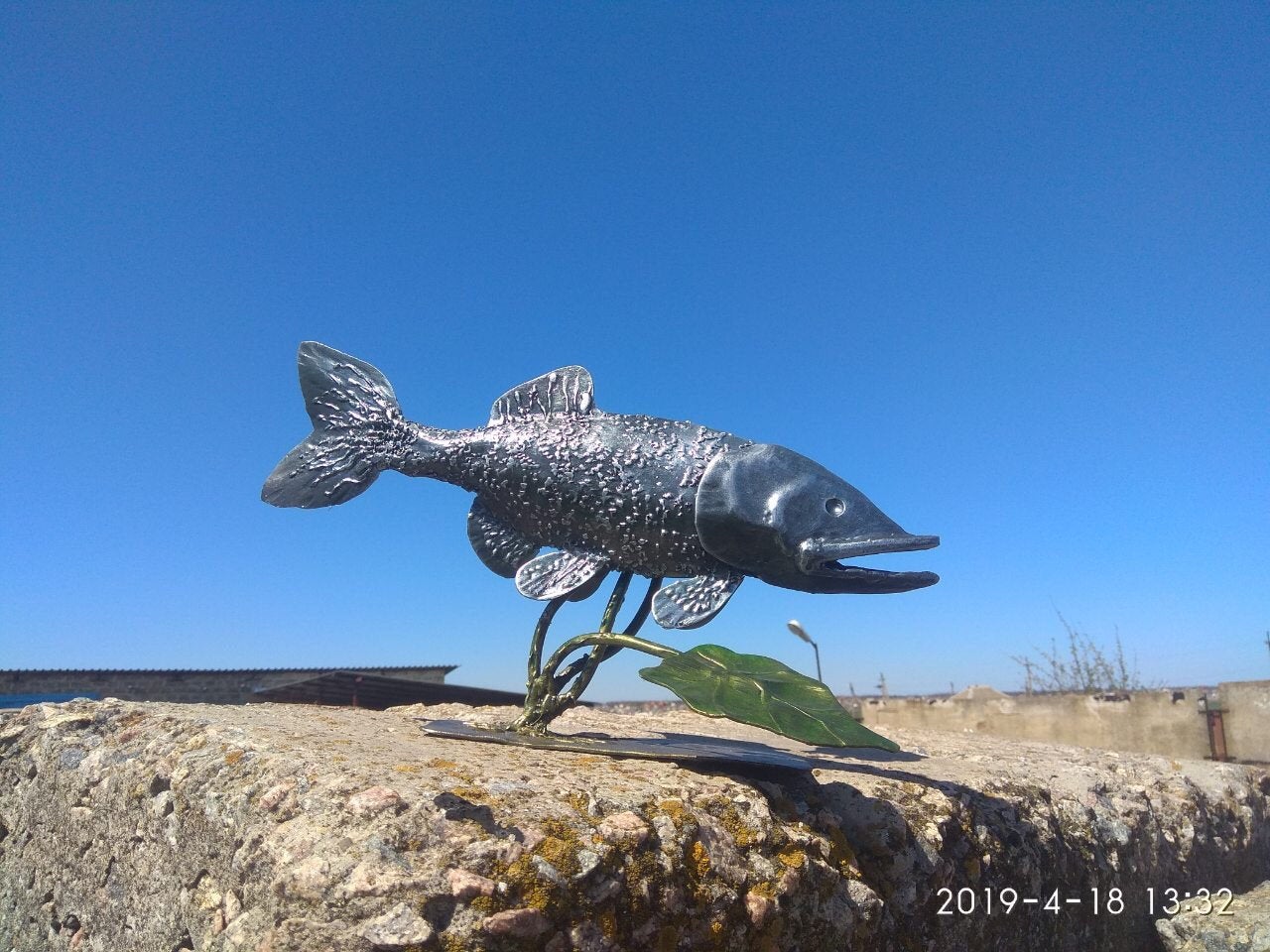 Pike, river, nautical decor, seaweed, metal pike, fishing, iron decor, fish decor, fish birthday, fish lover gifts,fish figurine,fishing rod