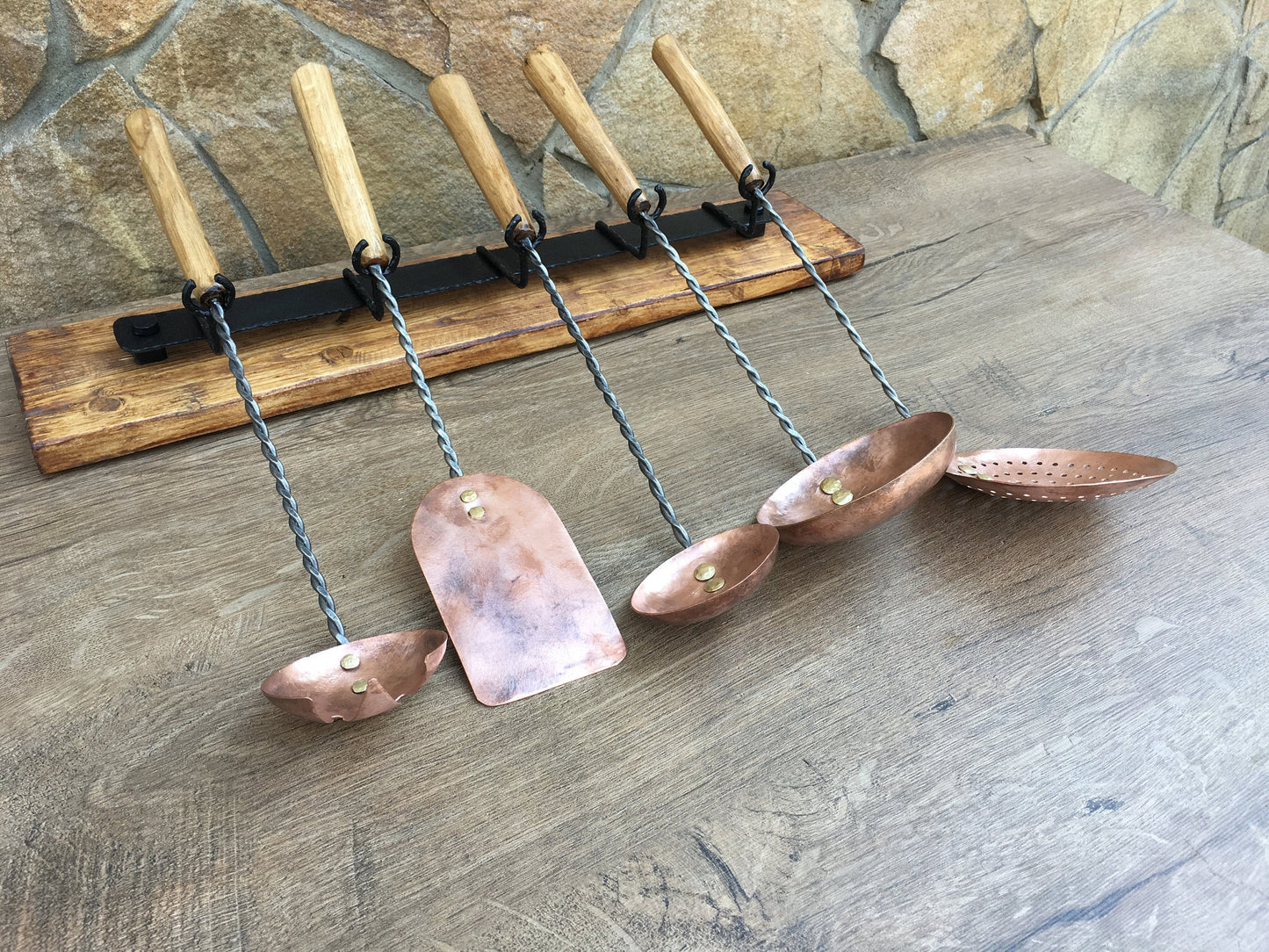 Copper cooking utensils, cooking utensils, medieval cutlery, ladle, ladle water dipper, spatula, medieval gift, strainer,vintage utensil set