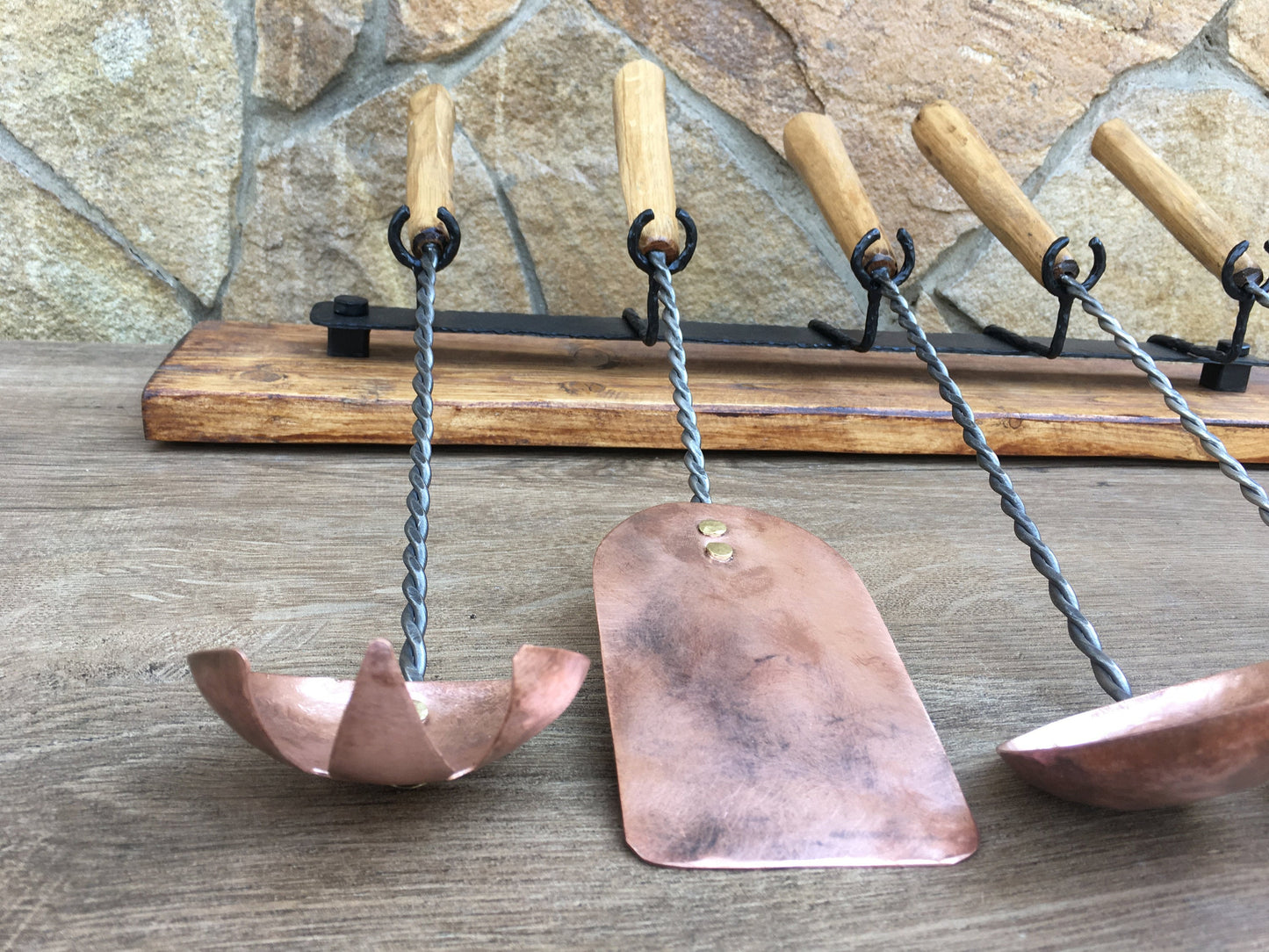 Copper cooking utensils, cooking utensils, medieval cutlery, ladle, ladle water dipper, spatula, medieval gift, strainer,vintage utensil set