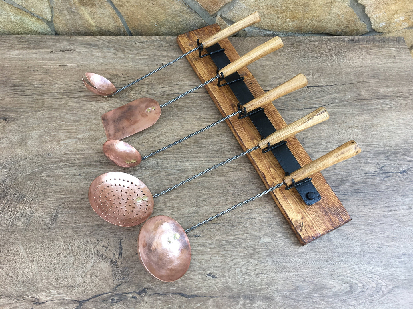 Copper cooking utensils, cooking utensils, medieval cutlery, ladle, ladle water dipper, spatula, medieval gift, strainer,vintage utensil set