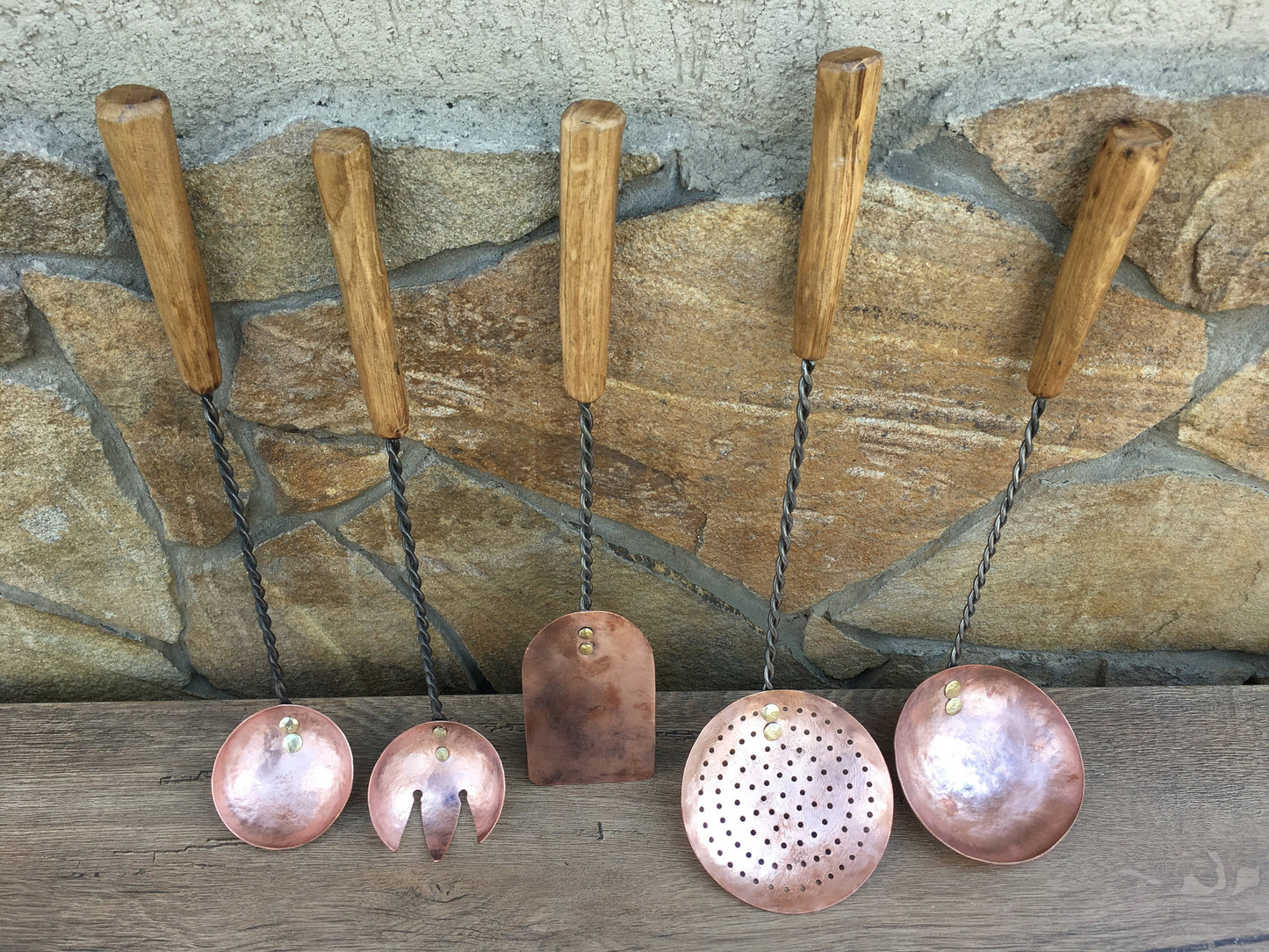 Copper cooking utensils, cooking utensils, medieval cutlery, ladle, ladle water dipper, spatula, medieval gift, strainer,vintage utensil set
