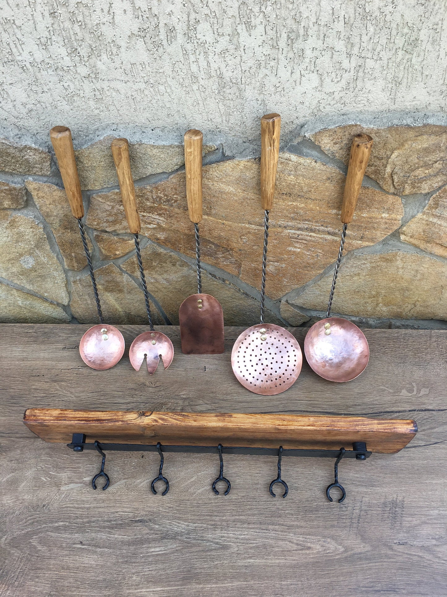 Copper cooking utensils, cooking utensils, medieval cutlery, ladle, ladle water dipper, spatula, medieval gift, strainer,vintage utensil set