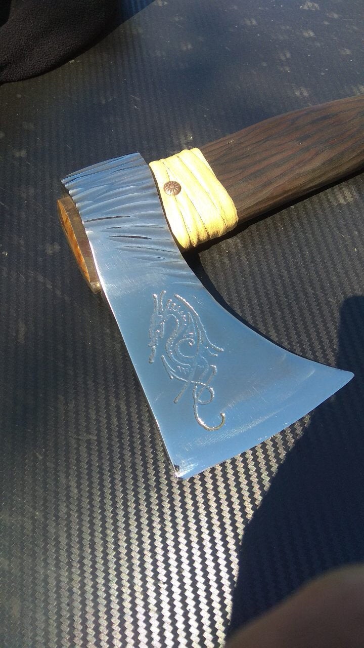 Viking axe, mens gifts, dragon, etched dragon, dragon gift, retirement gift, dragon armor, dragon cosplay, cosplay axe, dragon knife,dragons