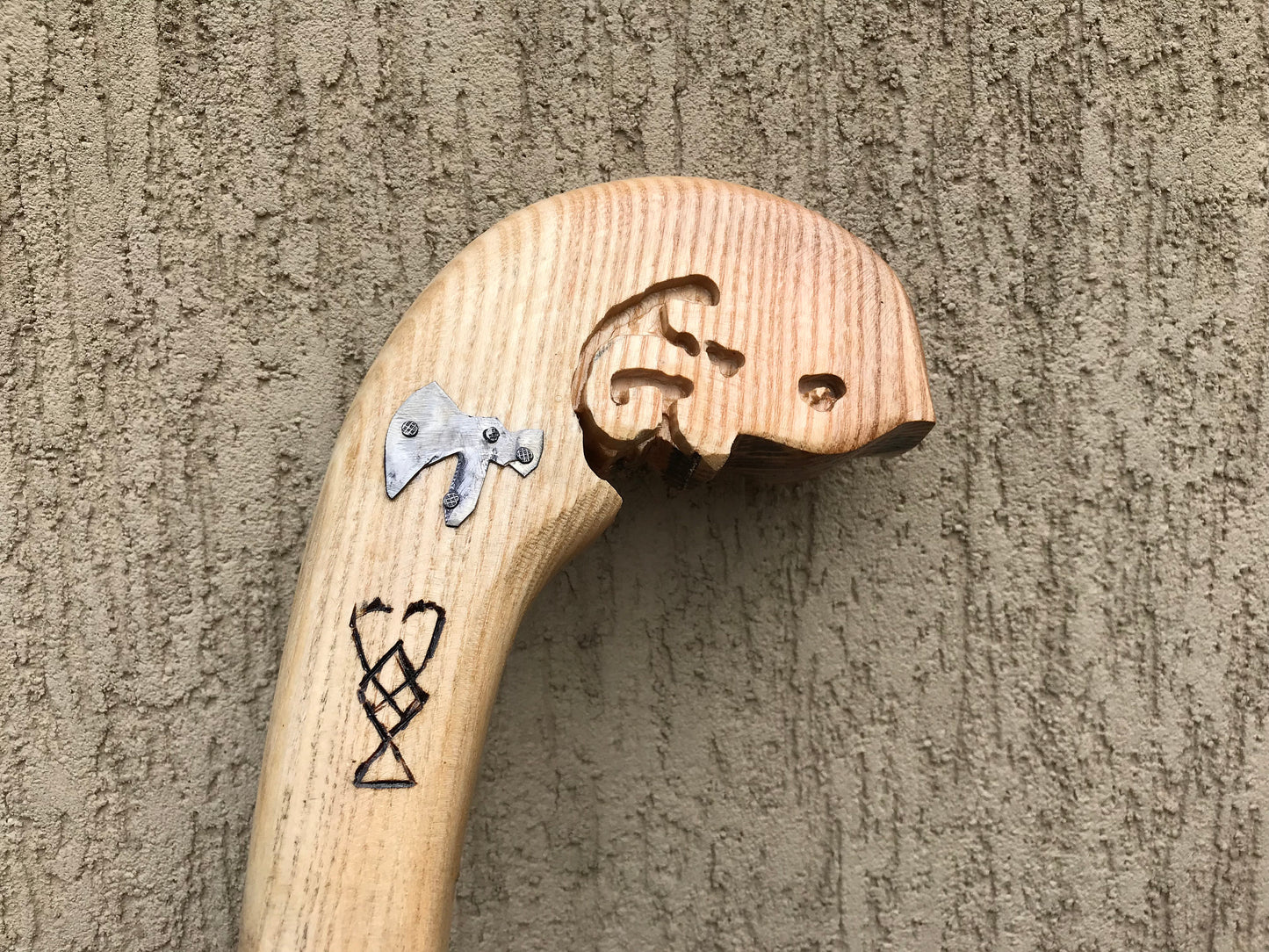 Walking cane, Kratos, walking stick, God of War, walking stick cane, cane, wood carving, stick, Leviathan axe, Kratos axe, Kratos cosplay