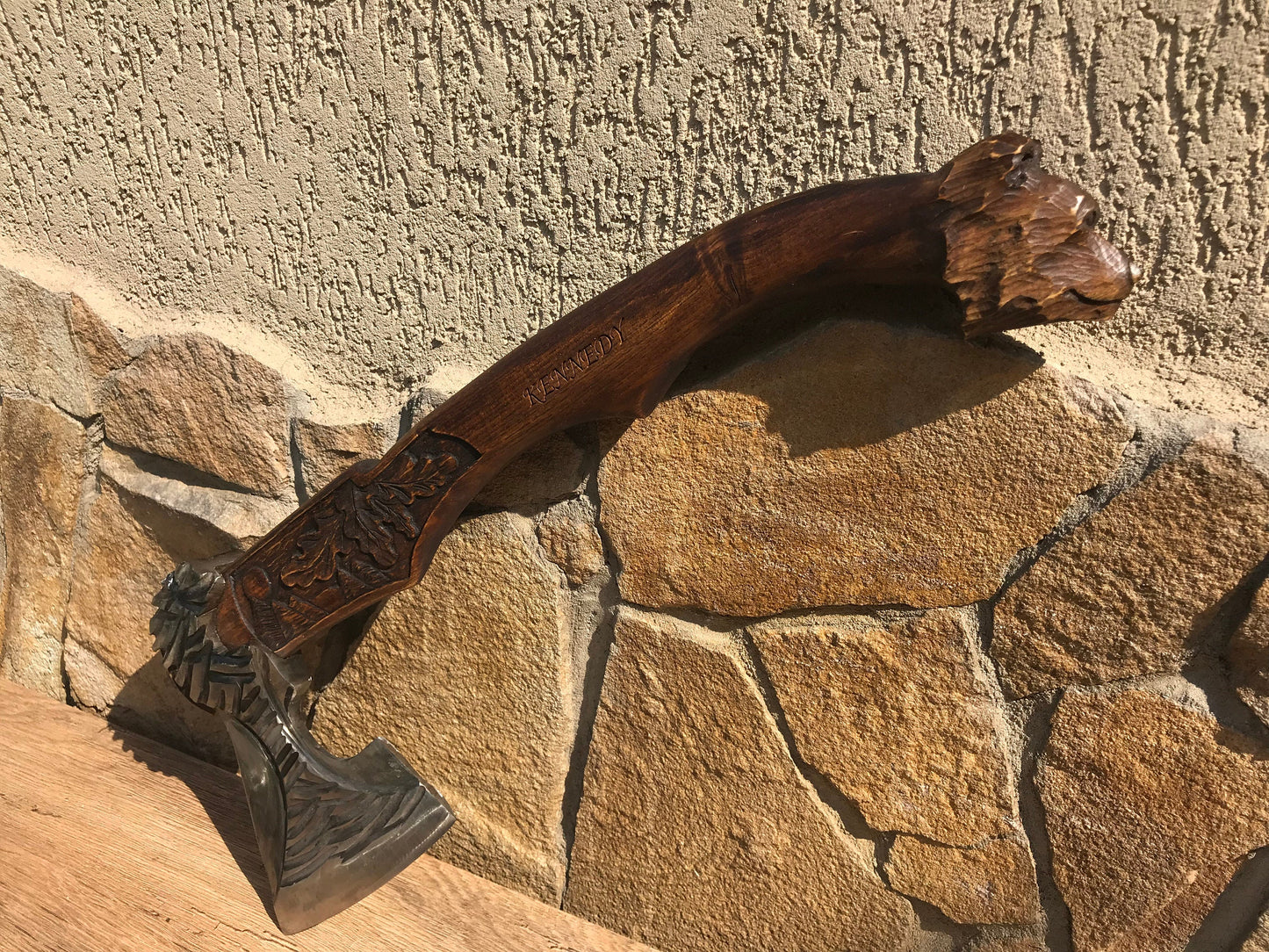 Personalized axe, axe gift, mens birthday gift, mens gift, viking axe, gifts for men, manly iron gifts, bear head, bear decor, carved bear