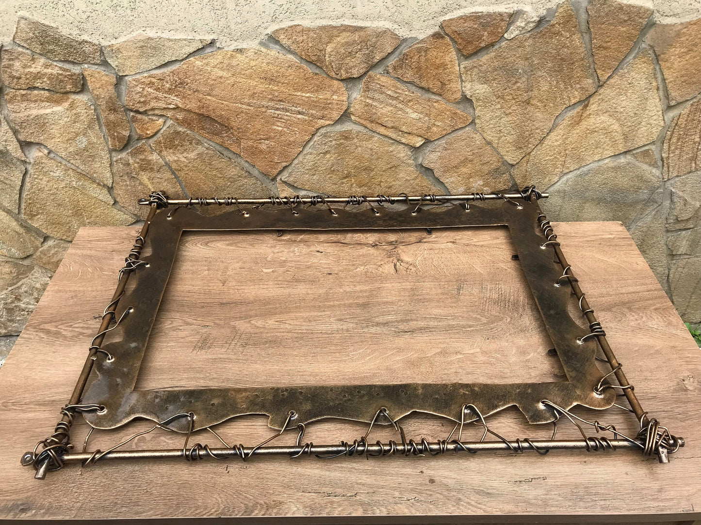 Mirror frame, hand forged mirror frame, hallway mirror, bathroom decor, iron anniversary gift, frame for mirror, painting frame, iron gift
