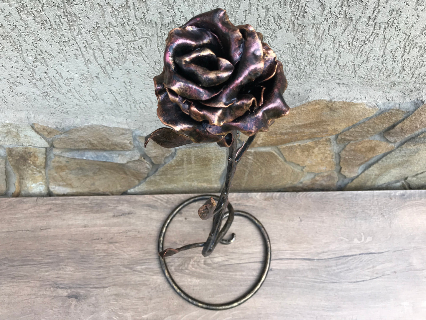Mother's day gift, forged rose, birthday gift for her, iron rose, iron anniversary gift for her, metal sculpture, wedding anniversary gift