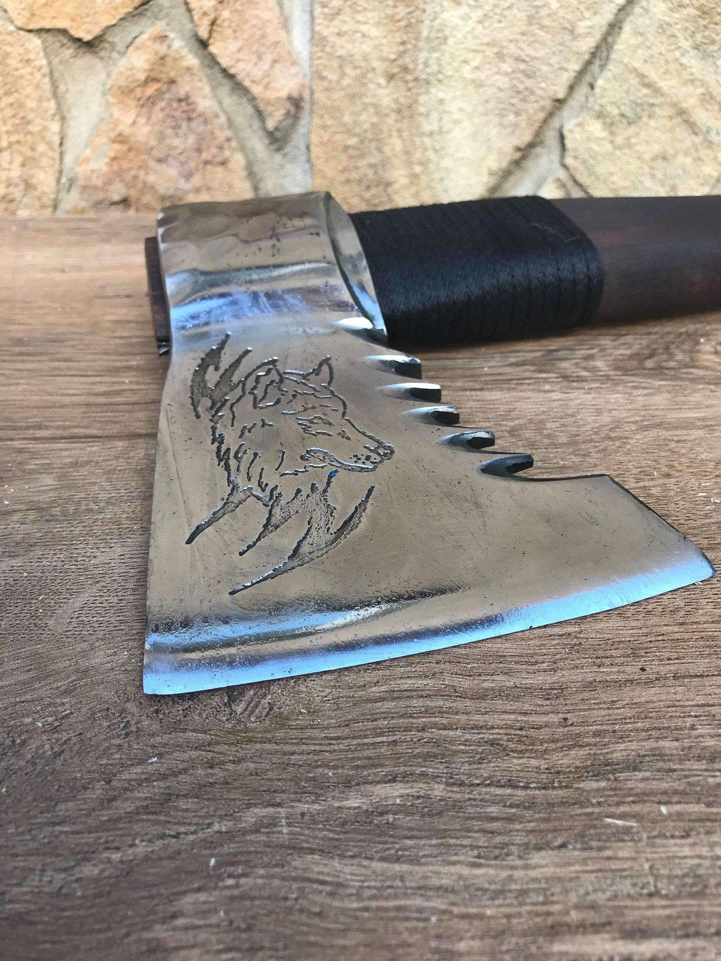 Personalized axe, leather sheath, viking axe, wolf, mens tools, handyman gifts, wolf decor, tools, gifts for men, gifts for dad,etched image