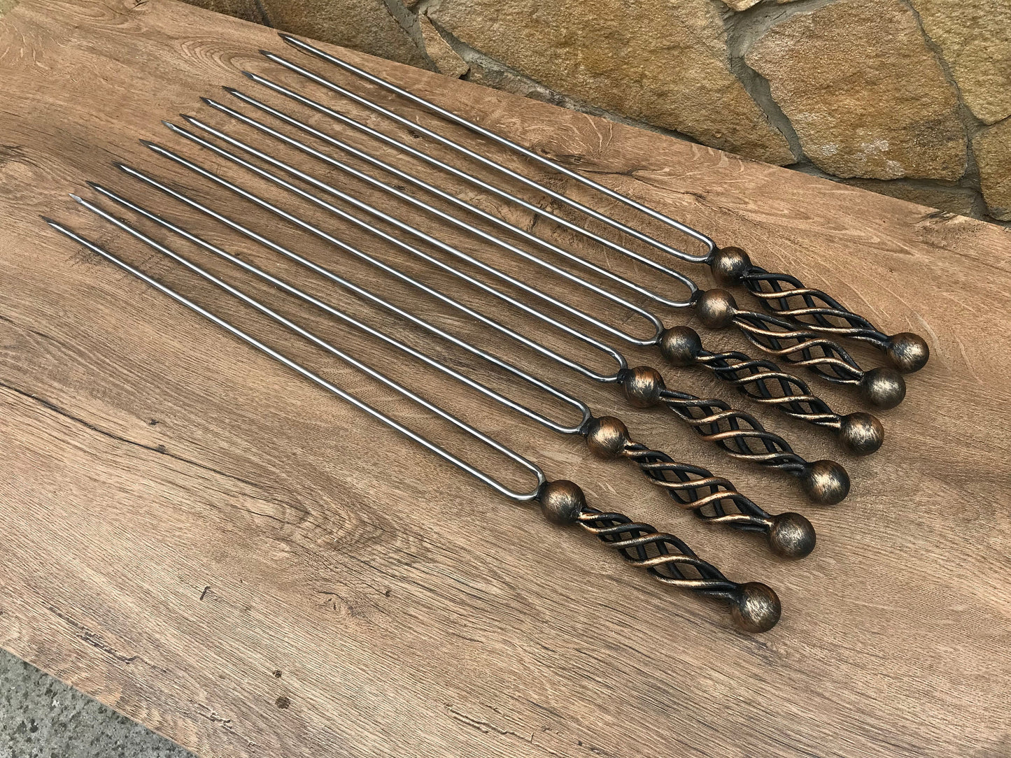 Forged skewers, metal skewers, iron gifts, grill accessories, grilled meat, iron gift, barbecue, BBQ, family reunion, picnic, stainless