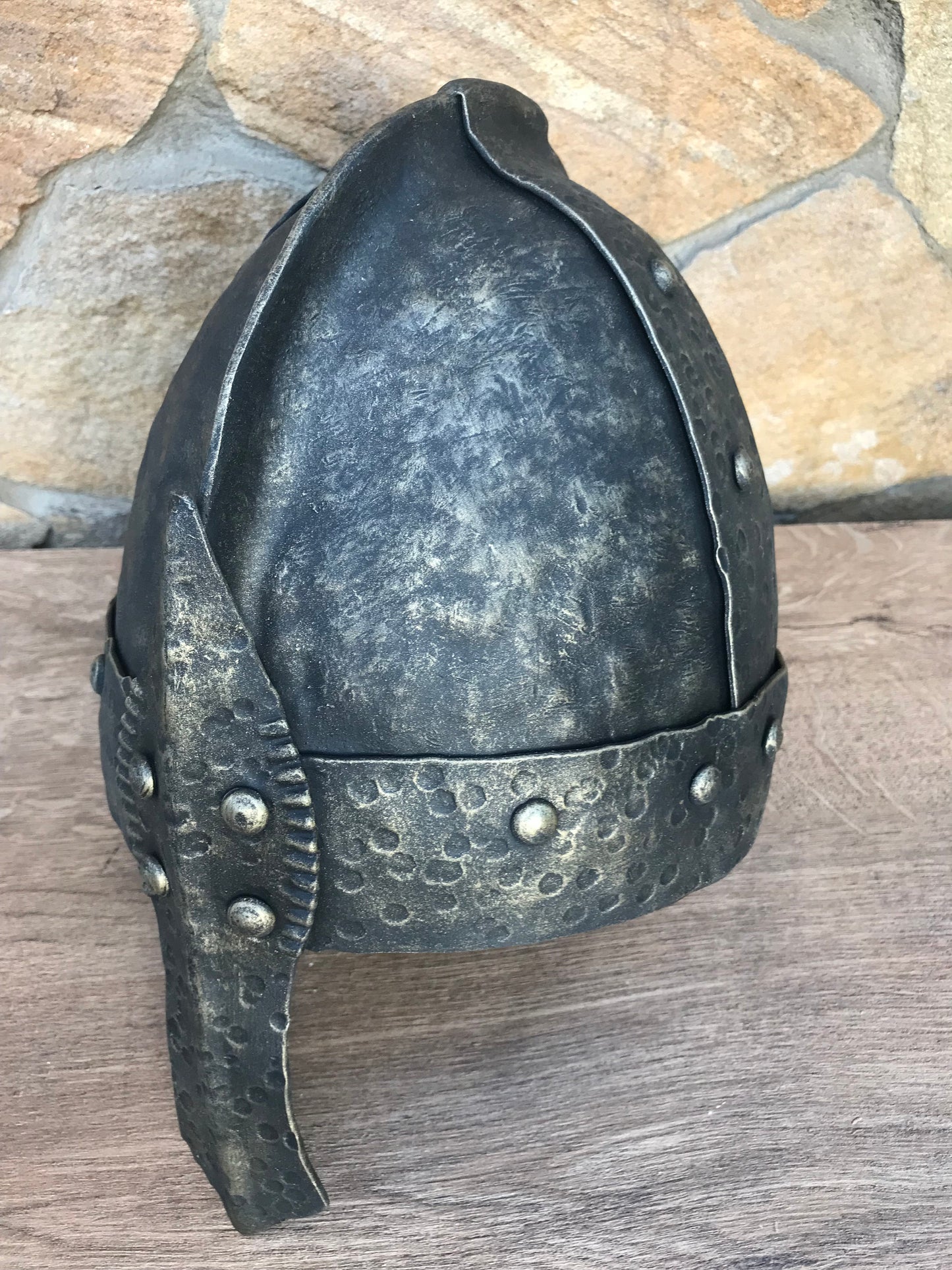 Viking helm, helm, medieval helm, battle helm, knight helm, warrior helm, helmet, Middle Ages helm, crusader helm, reenactor, bassinet, axe