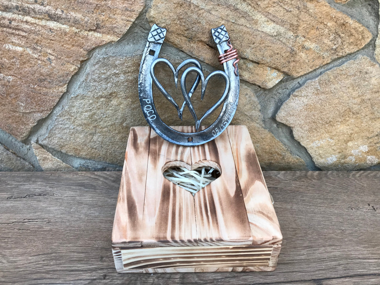 Engraved iron gift, 6th anniversary gift, iron anniversary, iron gift, gift box,two hearts, iron horseshoe,iron hearts,iron gifts,horse shoe