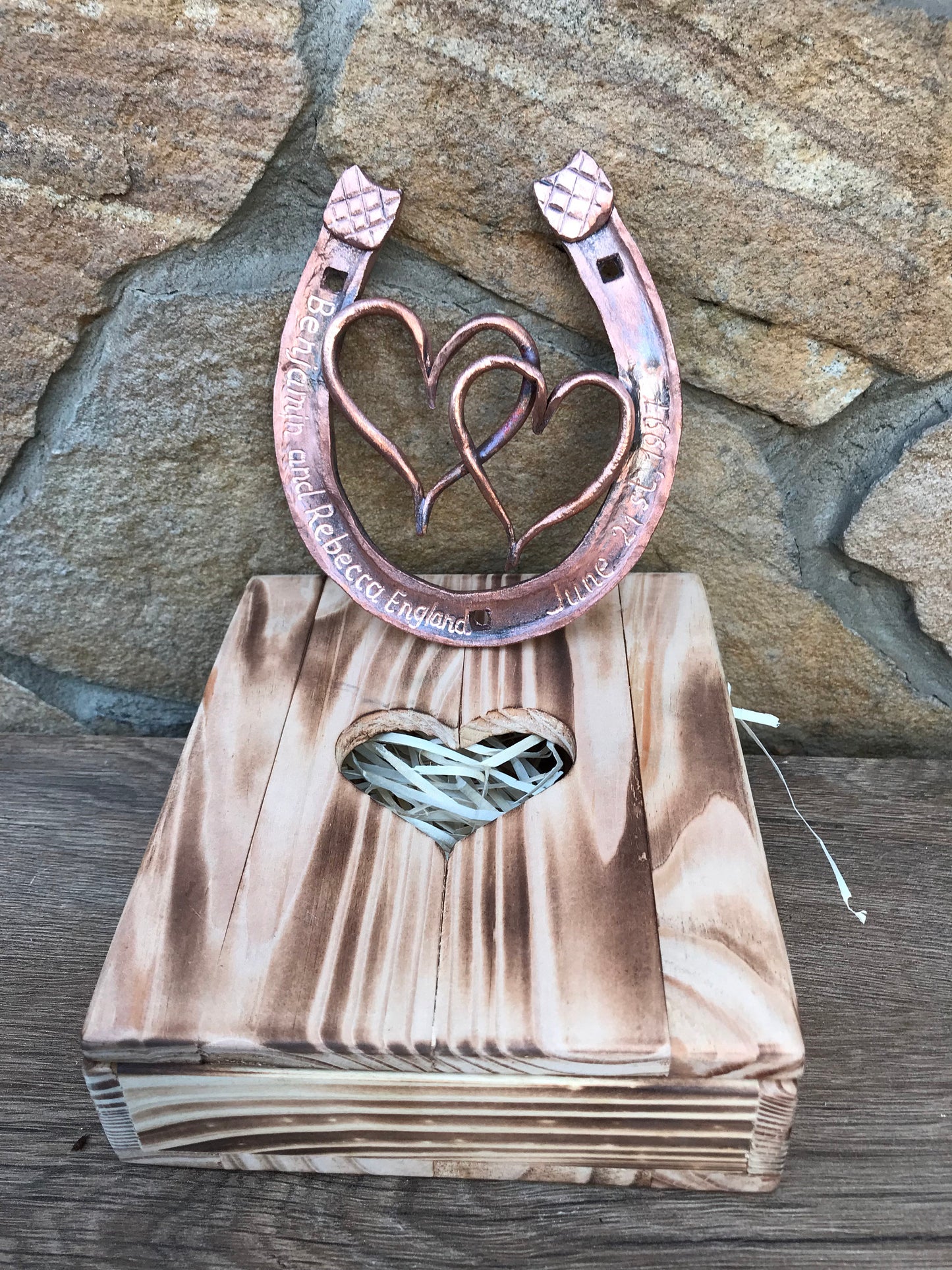 Engraved copper gift, copper horseshoe, horse shoe, copper gifts, 7 year gifts, 7th anniversary gift, copper anniversary gift, copper hearts