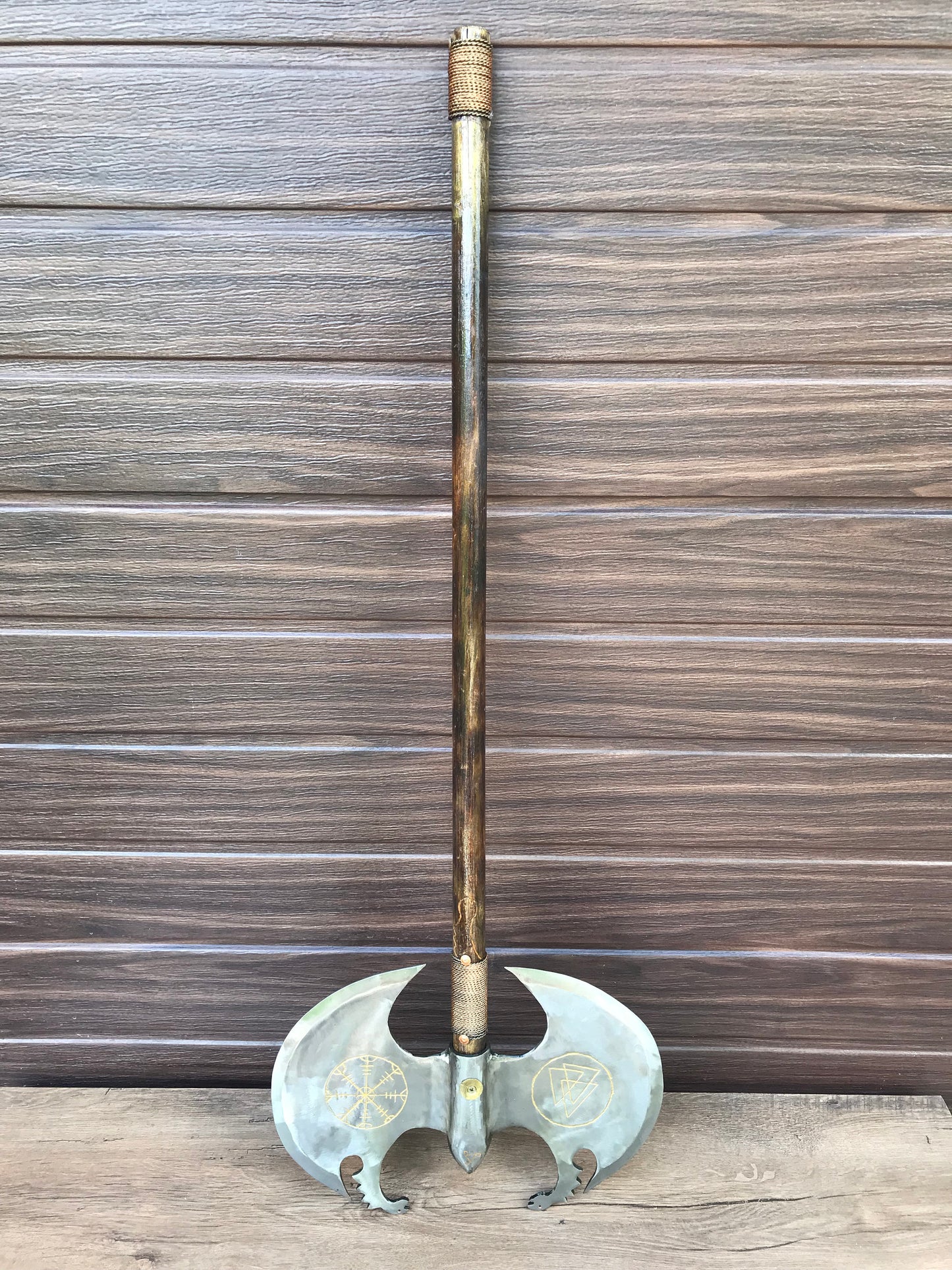 Runic axe, medieval axe, axe gift, valknut, vegvisir, runic compass, viking symbols, viking axe, Leviathan axe, Kratos axe, cosplay weapon