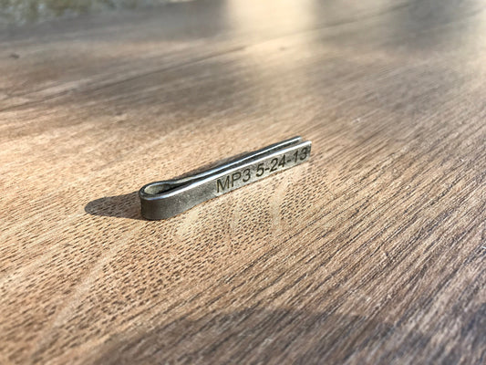 Steel tie clip, tie clip, 11th anniversary, steel anniversary, engraved steel gift, steel anniversary gift, personalized tie clip, tie bar