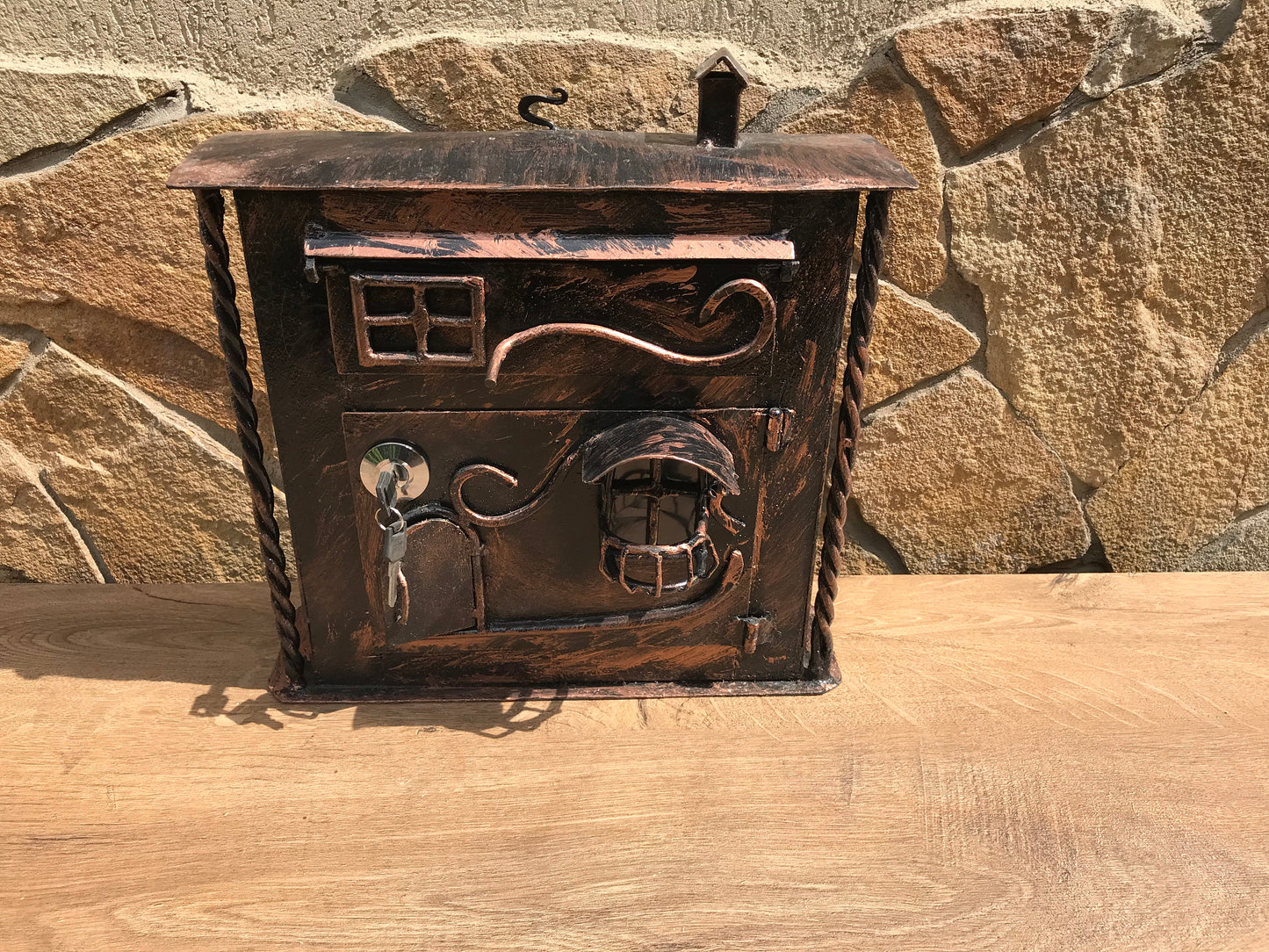 Post box, forged metal drop box, mail box, letter box, royal mail, wedding card box, large post box, locking mailbox, English mail box