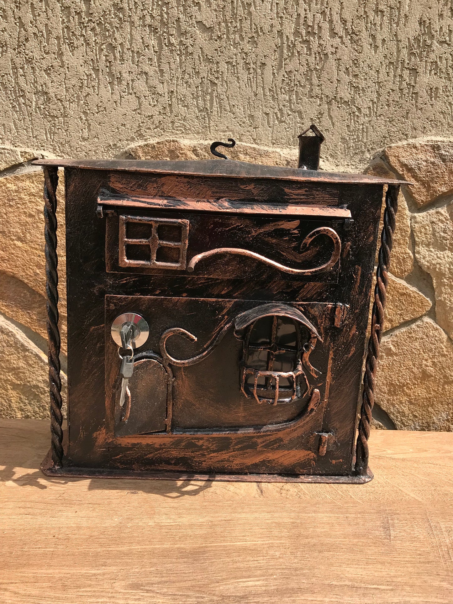 Post box, forged metal drop box, mail box, letter box, royal mail, wedding card box, large post box, locking mailbox, English mail box