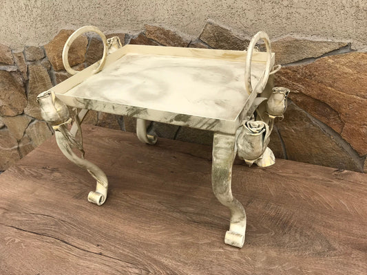 Breakfast in bed tray, iron anniversary gift for her, rose, floral, serving tray, coffee table, iron gift, iron gift for her, bed tray, tray