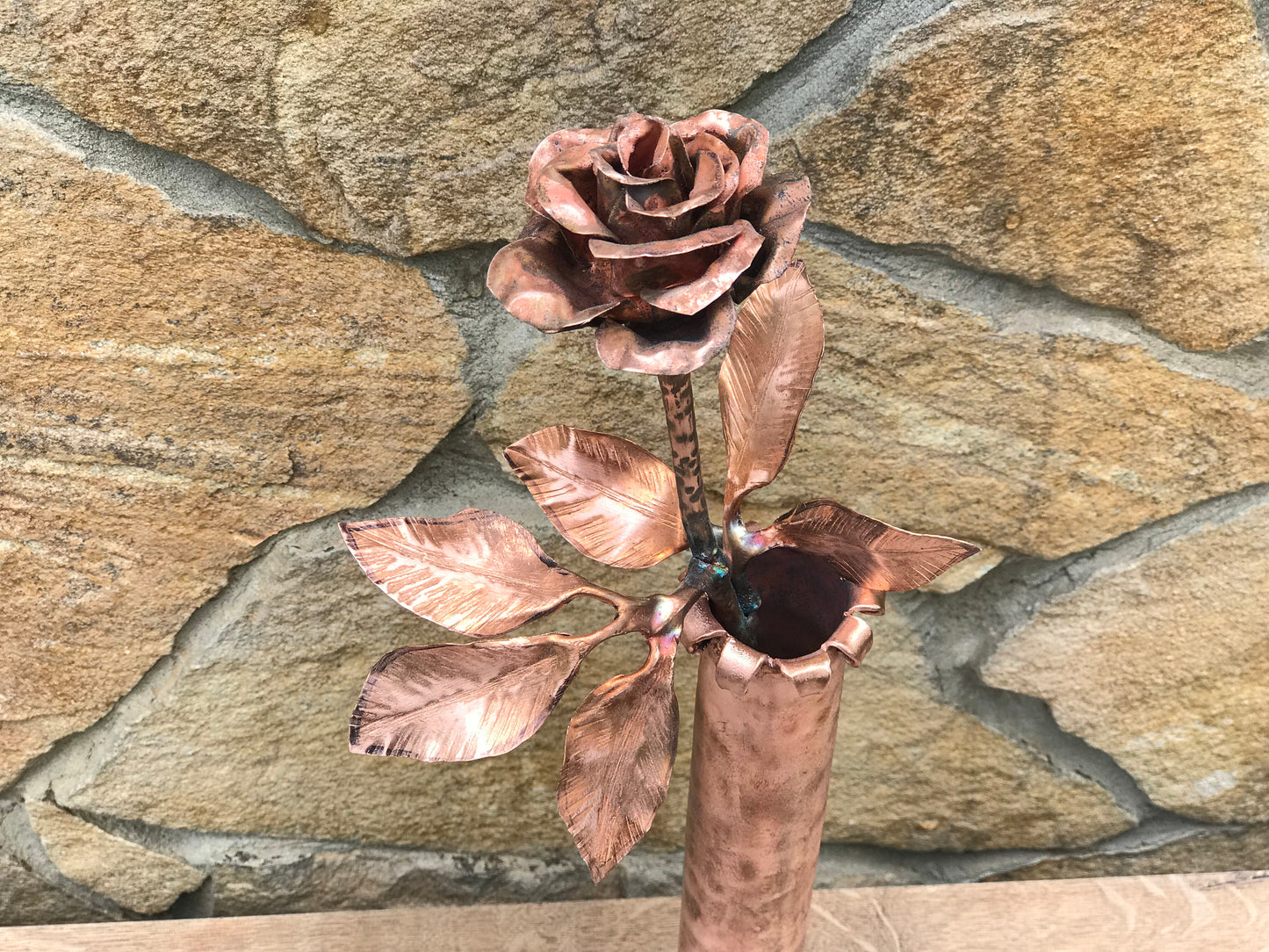 Copper rose, copper vase, copper gift, copper anniversary,7th anniversary,7 year gift,7 years,copper gift for her,copper gifts,copper flower