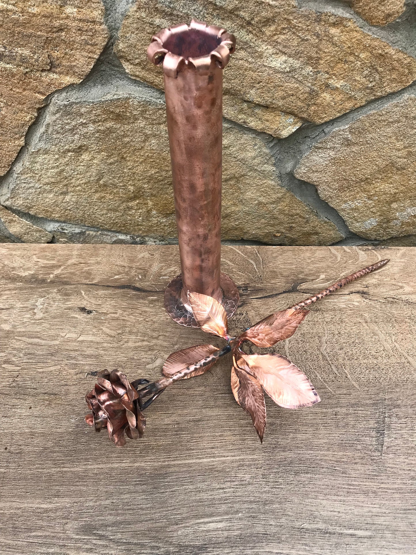 Copper rose, copper vase, copper gift, copper anniversary,7th anniversary,7 year gift,7 years,copper gift for her,copper gifts,copper flower
