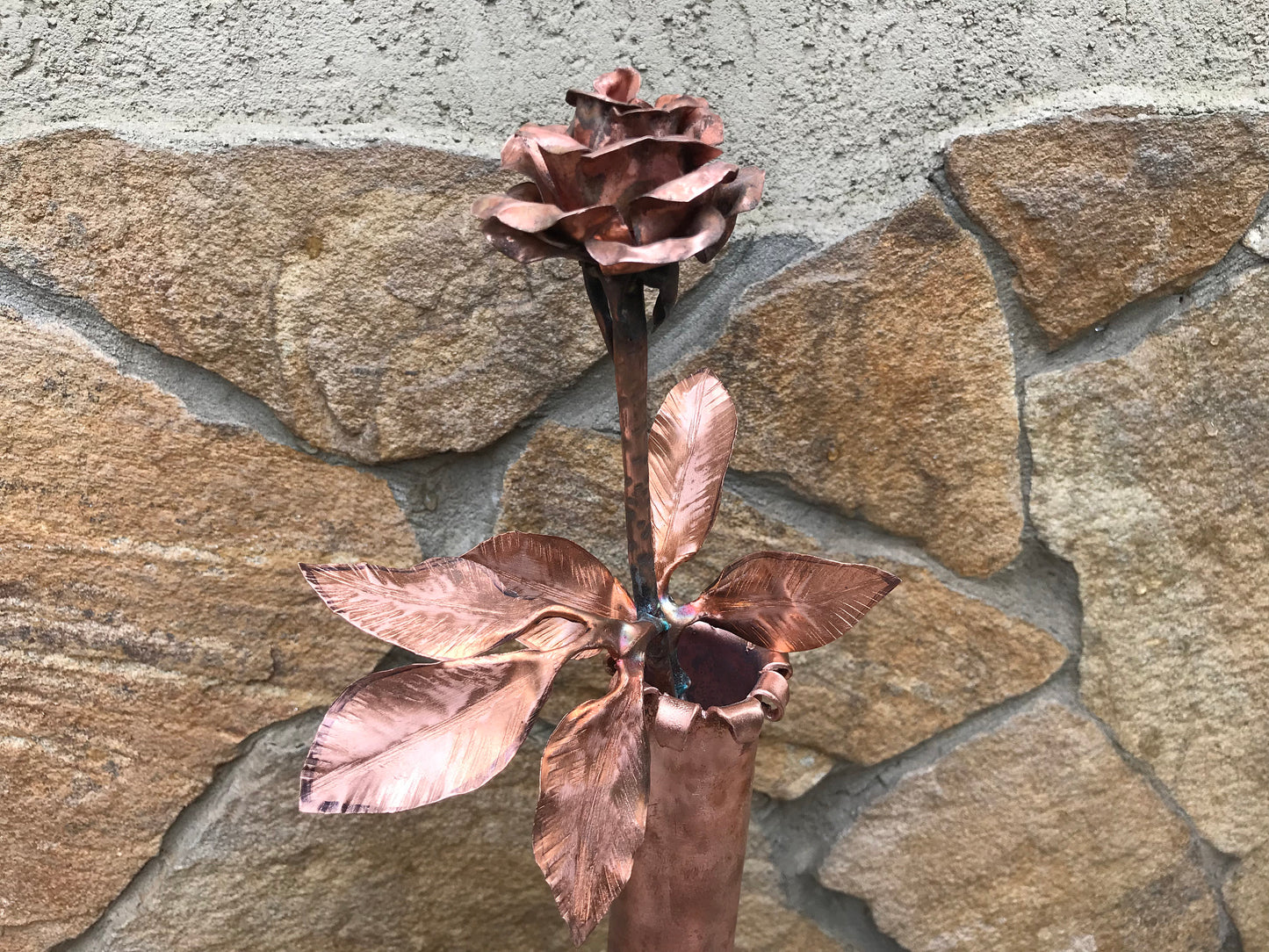 Copper rose, copper vase, copper gift, copper anniversary,7th anniversary,7 year gift,7 years,copper gift for her,copper gifts,copper flower