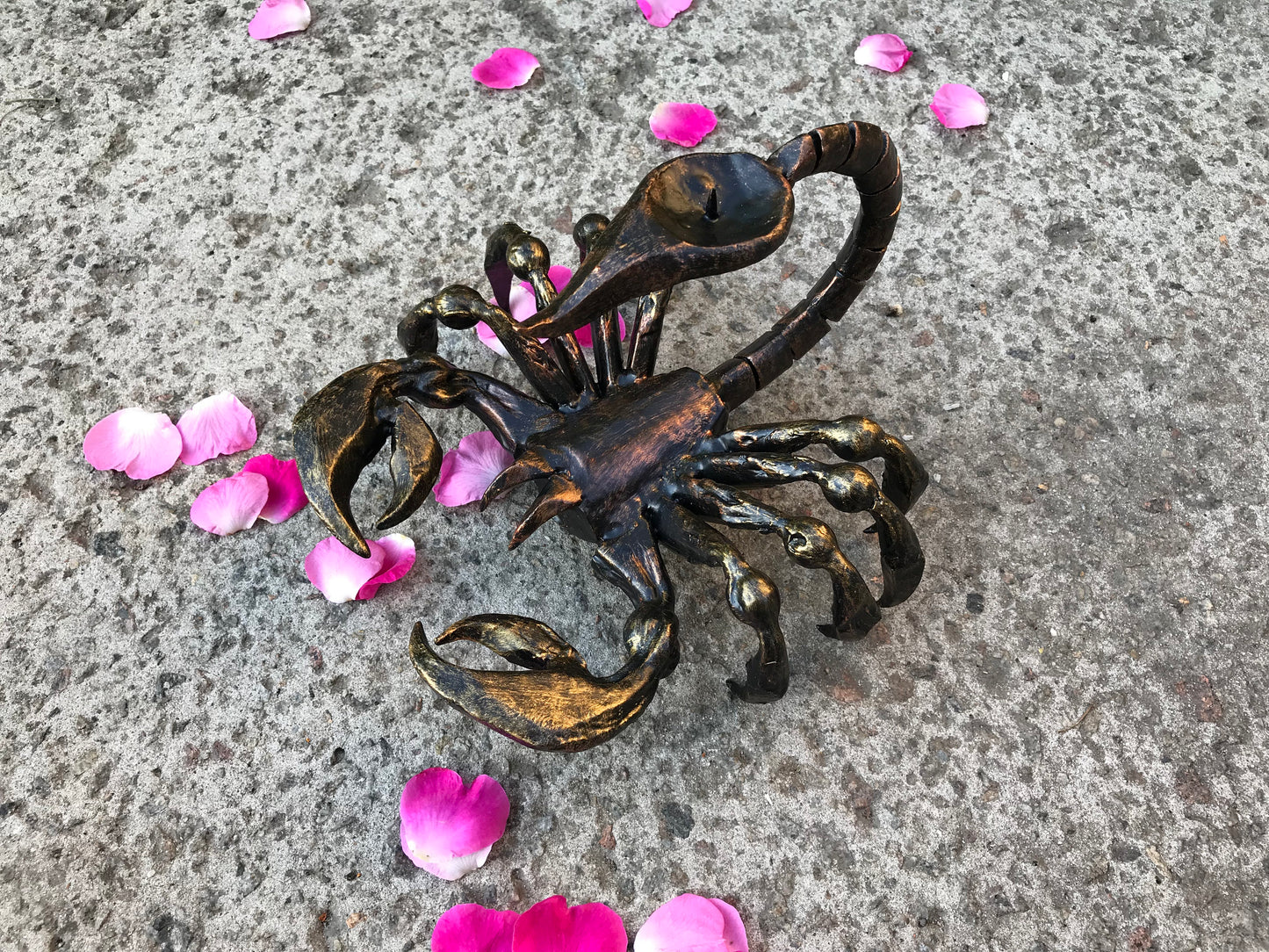 Halloween figurine, forged scorpion, iron scorpion, metal scorpion, candle holder, candle stick, candlestick holder, candle stand,candelabra