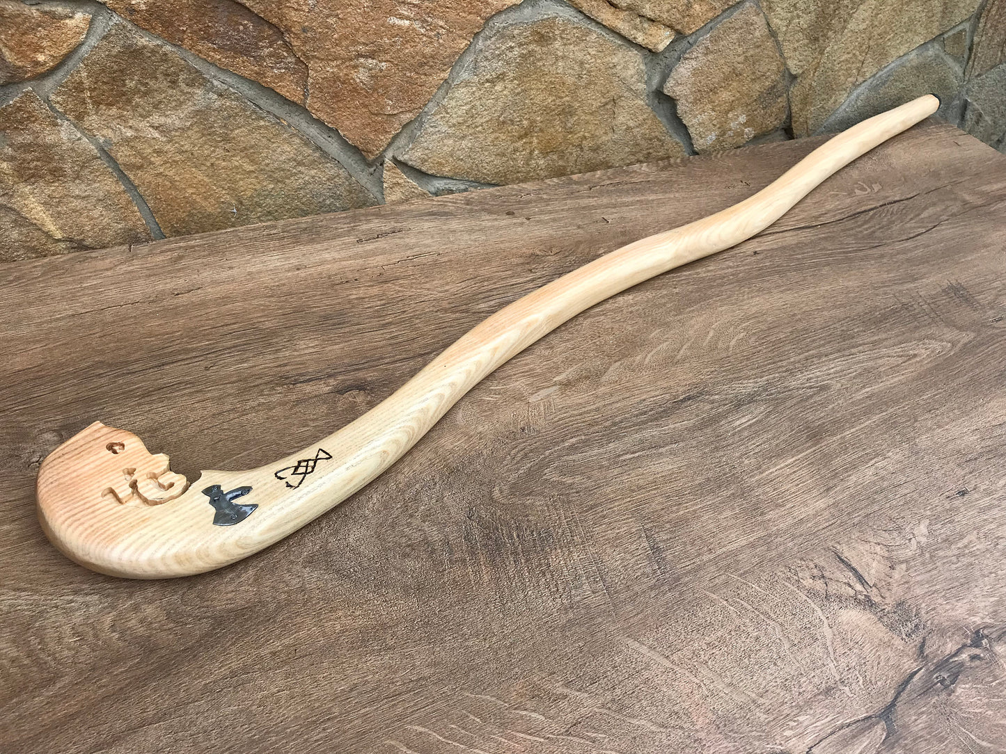 Walking cane, Kratos, walking stick, God of War, walking stick cane, cane, wood carving, stick, Leviathan axe, Kratos axe, Kratos cosplay