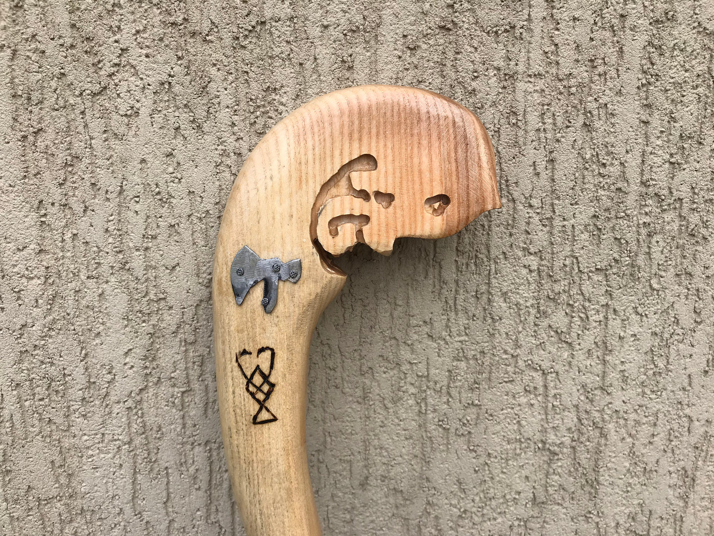 Walking cane, Kratos, walking stick, God of War, walking stick cane, cane, wood carving, stick, Leviathan axe, Kratos axe, Kratos cosplay