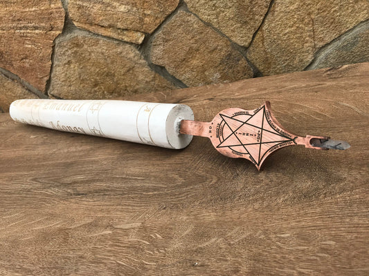 Magic mace, spirituality, ritual athame, copper mace, mace, altar tools, magic wand, witch, vicca tribal, shamanism, flail, druid weapon