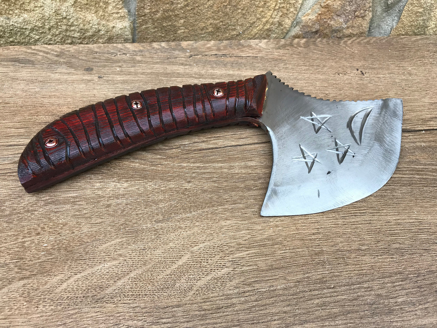 Kitchen axe, kitchen knife, meat cleaver, butchers knife, viking axe, medieval axe, wood carving, meat axe, tomahawk, Damascus steel, axe