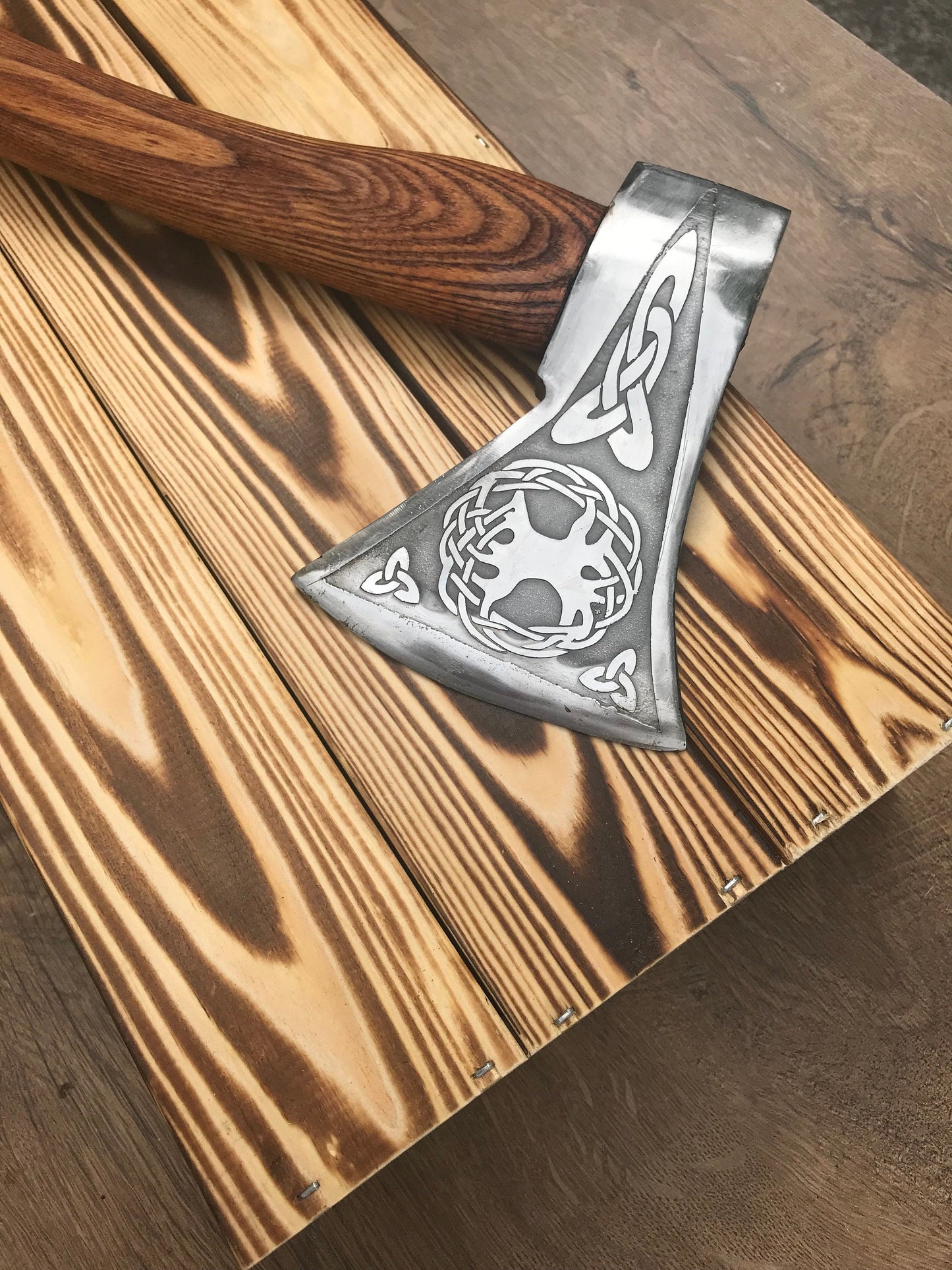 Mens gift, tree of life, viking axe, gift box, celtic, hatchet, wooden gift, handyman tool, groomsman gift, tree of life decor, viking gift