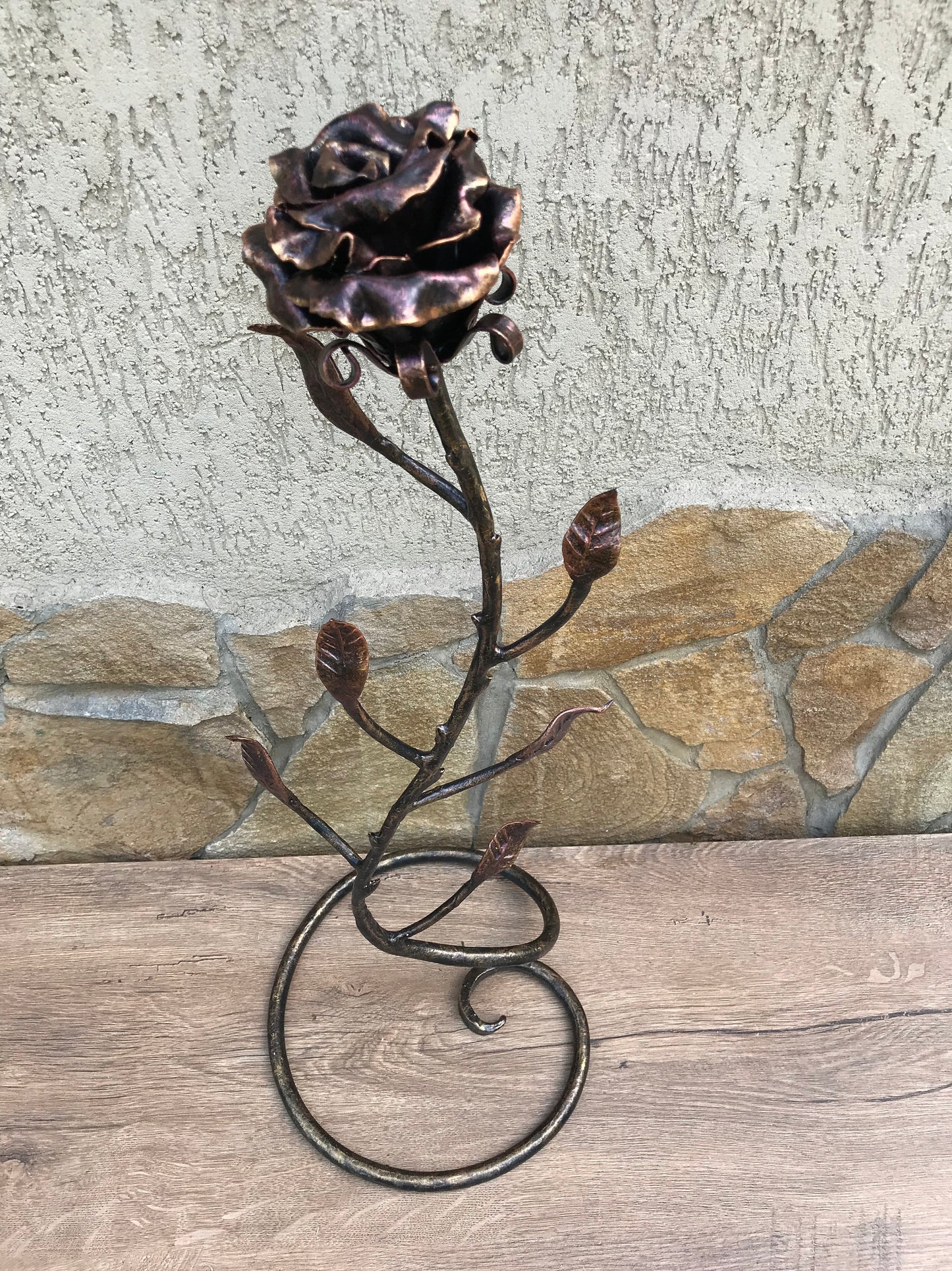 Mother's day gift, forged rose, birthday gift for her, iron rose, iron anniversary gift for her, metal sculpture, wedding anniversary gift