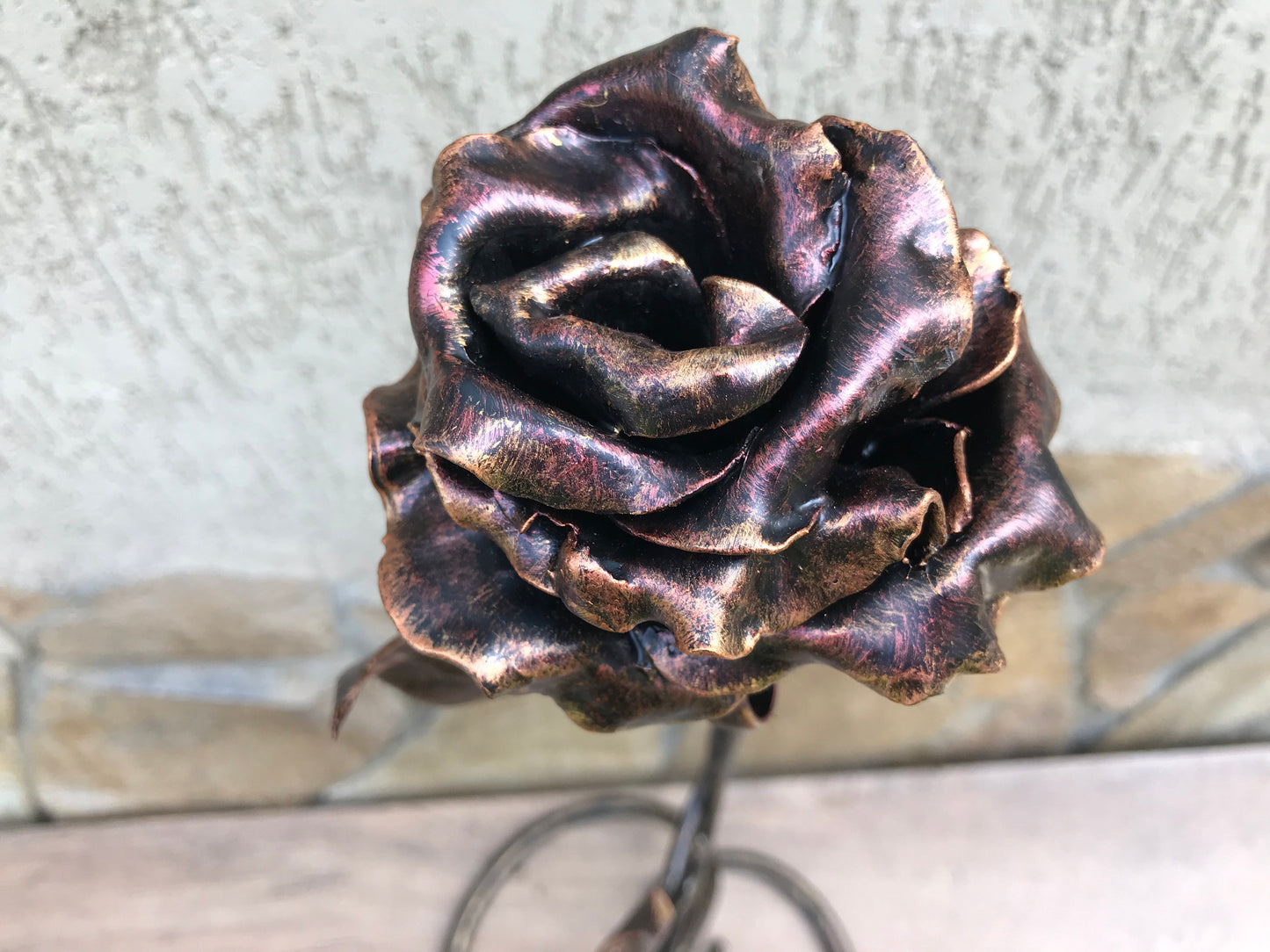 Mother's day gift, forged rose, birthday gift for her, iron rose, iron anniversary gift for her, metal sculpture, wedding anniversary gift