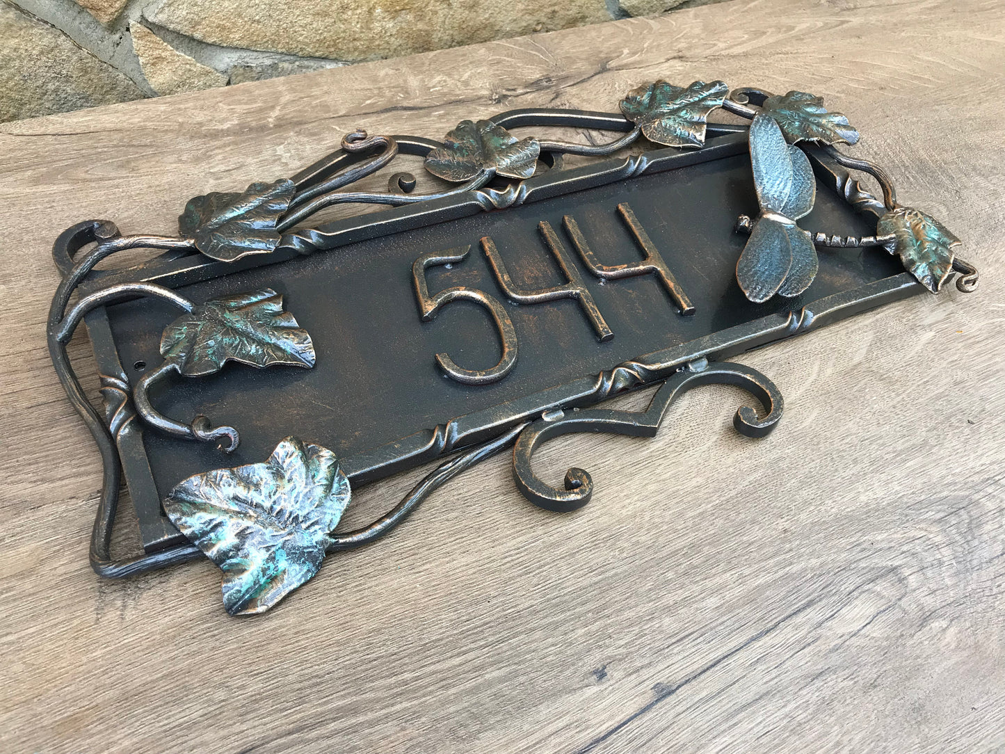 House number sign, house number plaque, address plaque, address sign, signs, house numbers, decorative signs, decorative plaques, dragonfly