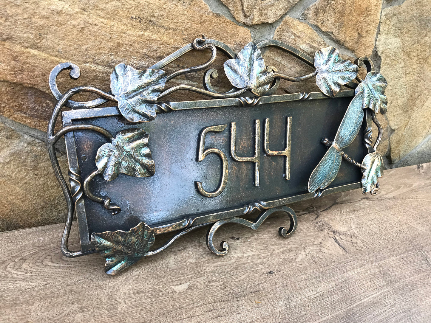 House number sign, house number plaque, address plaque, address sign, signs, house numbers, decorative signs, decorative plaques, dragonfly