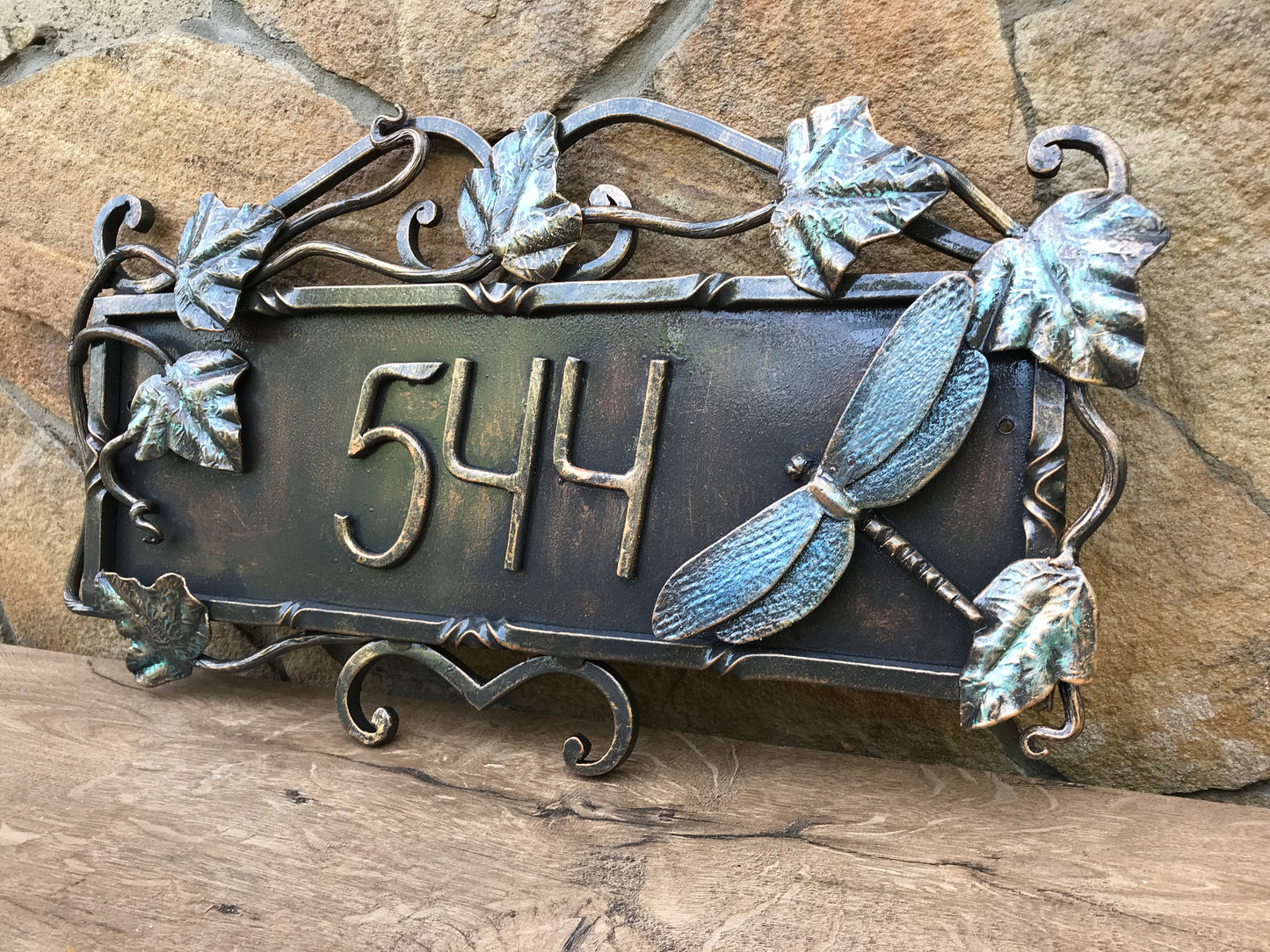 House number sign, house number plaque, address plaque, address sign, signs, house numbers, decorative signs, decorative plaques, dragonfly