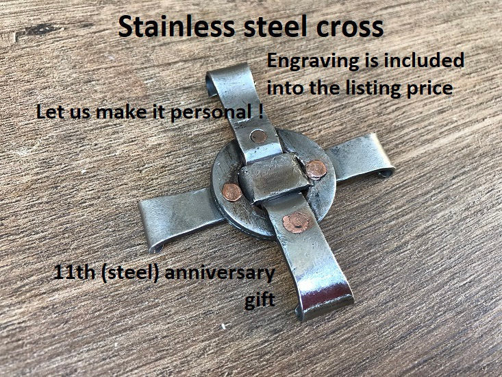 Cross pendant, 11th anniversary, religious gift, steel anniversary, steel gift, cross necklace, viking cross, viking jewelry,viking necklace