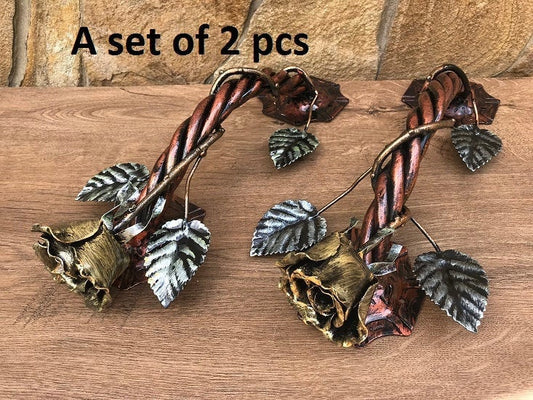 Door pull, floral door decor, floral gifts, metal rose, metal flower, barn door handle, door handles, vintage door pulls, florist gift, axe