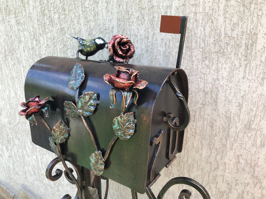 Mailbox, mail box, iron rose, locking mailbox, bird decor, mail boxes, iron gift, house number sign, house number plaque, mail box post, axe