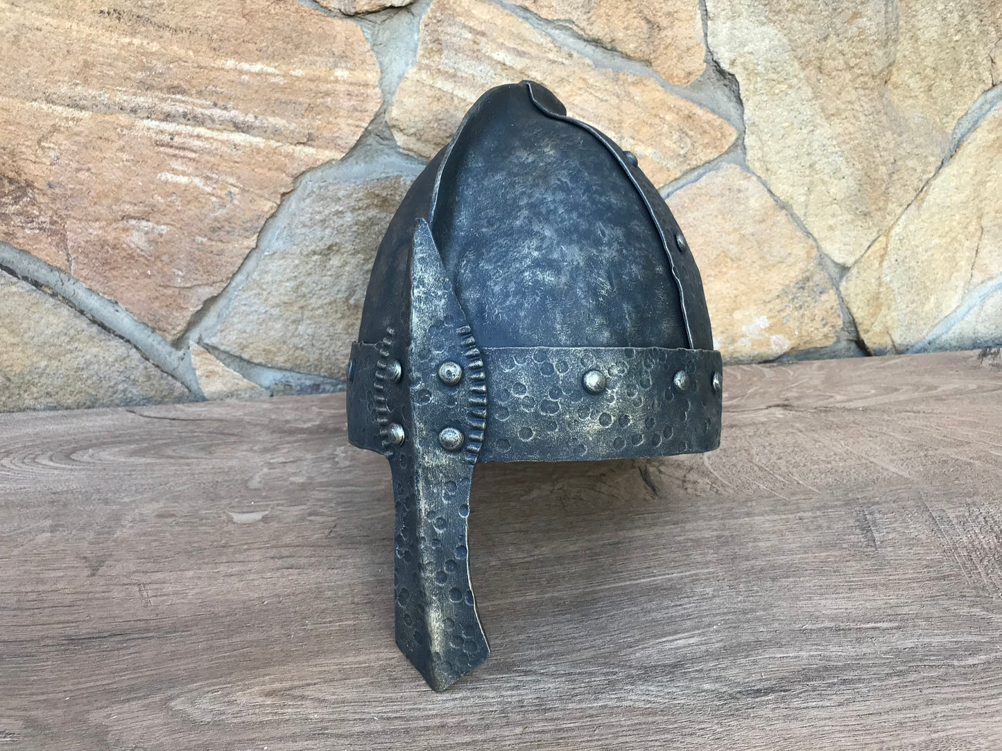 Viking helm, helm, medieval helm, battle helm, knight helm, warrior helm, helmet, Middle Ages helm, crusader helm, reenactor, bassinet, axe