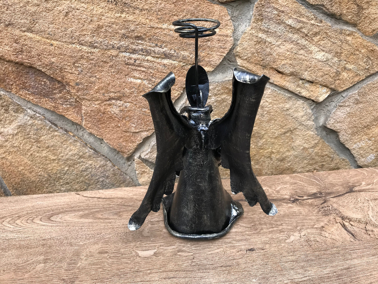 Candle holder, church candle, iron anniversary gift, iron gift, agel, church, candlestick holder, church charm, angel wings, church gifts