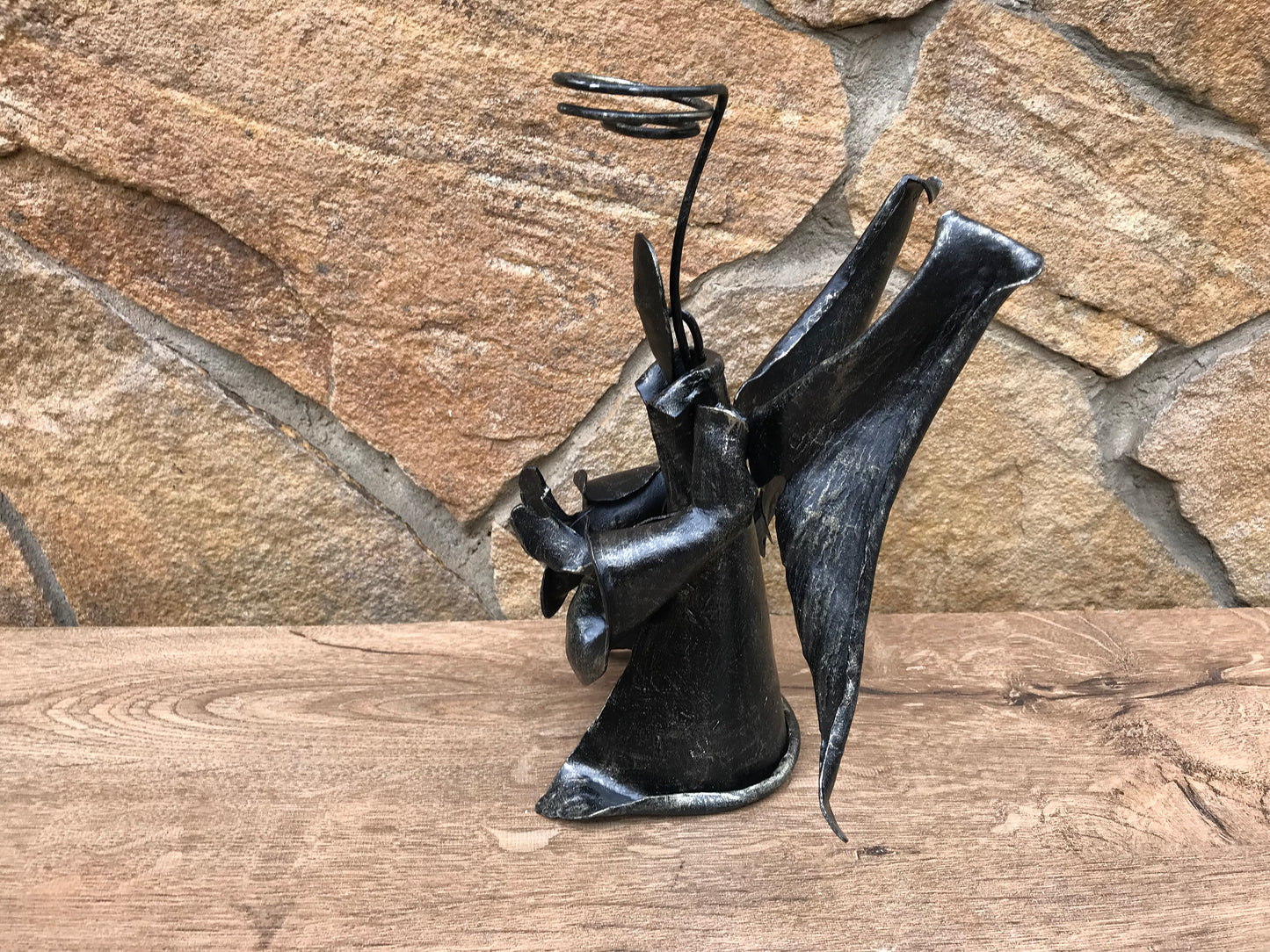 Candle holder, church candle, iron anniversary gift, iron gift, agel, church, candlestick holder, church charm, angel wings, church gifts