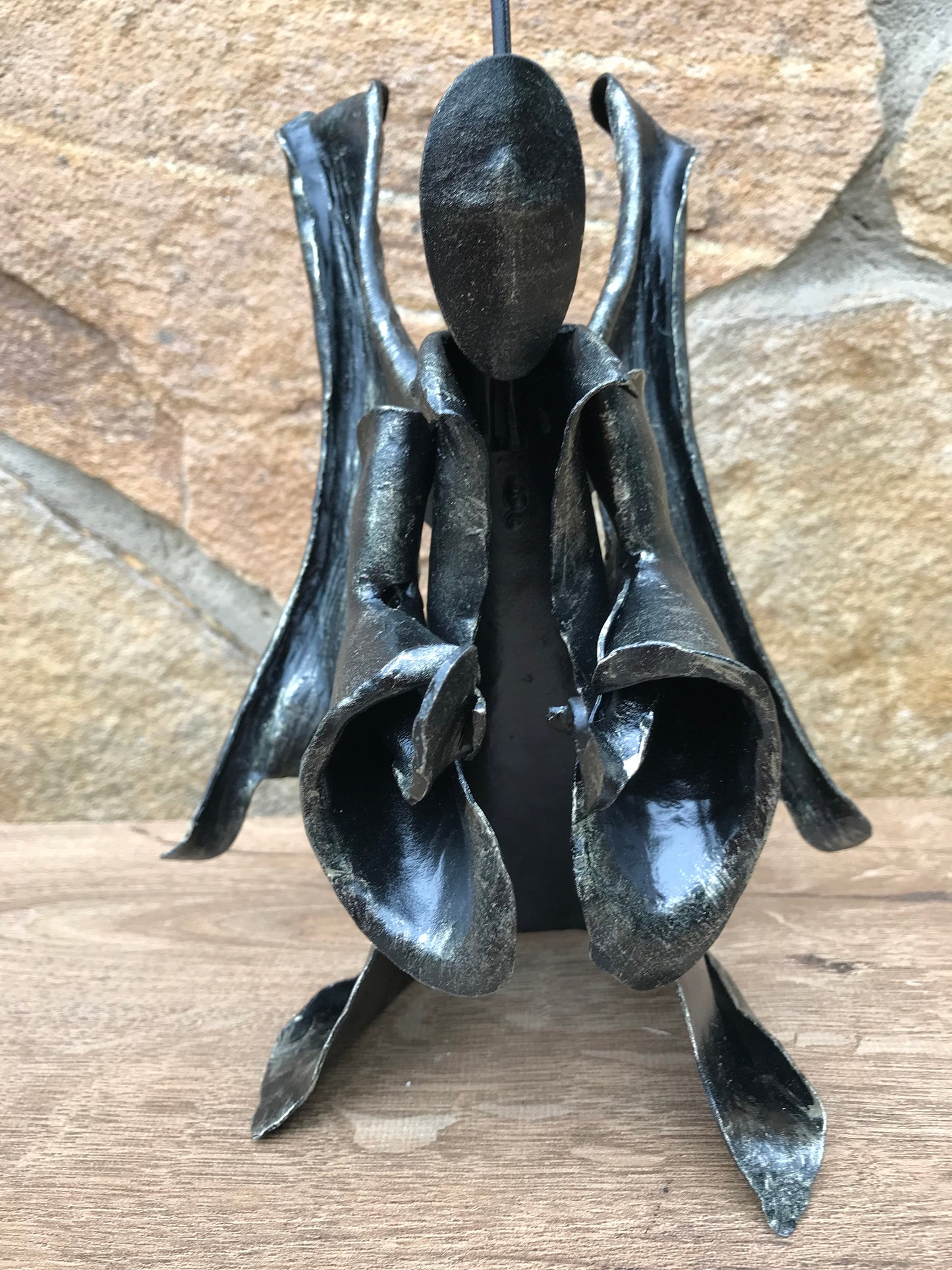 Candle holder, church candle, iron anniversary gift, iron gift, agel, church, candlestick holder, church charm, angel wings, church gifts