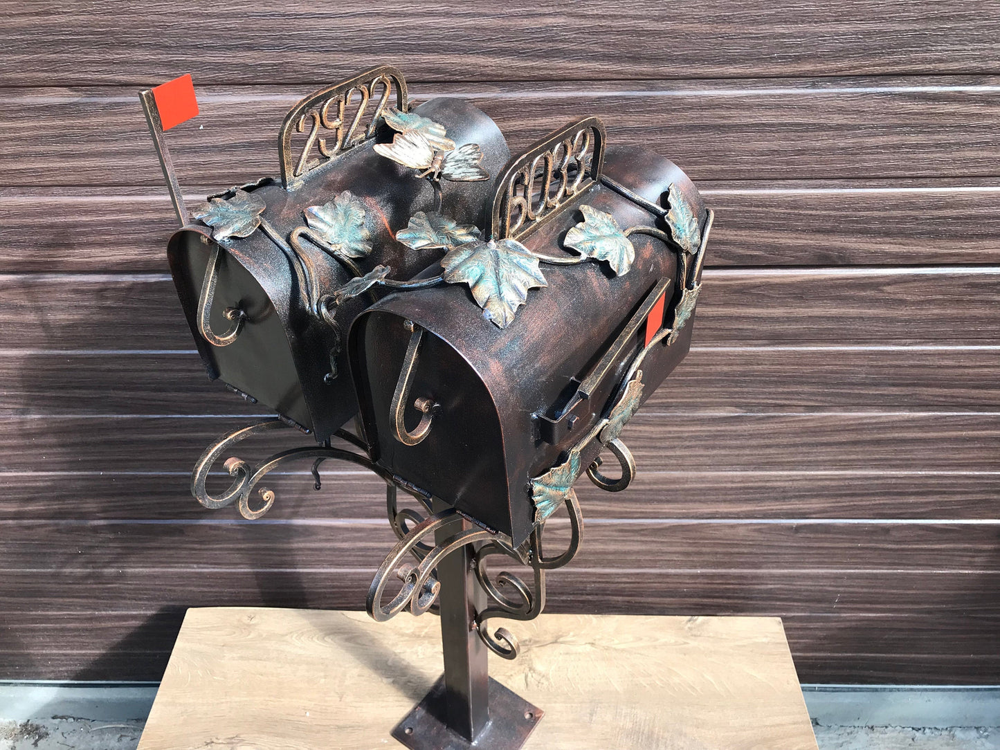 Mailbox post, post box, mailbox, mail box, custom mailbox, iron gift, iron anniversary, outdoor decor, porch decor, butterfly,viking axe,axe