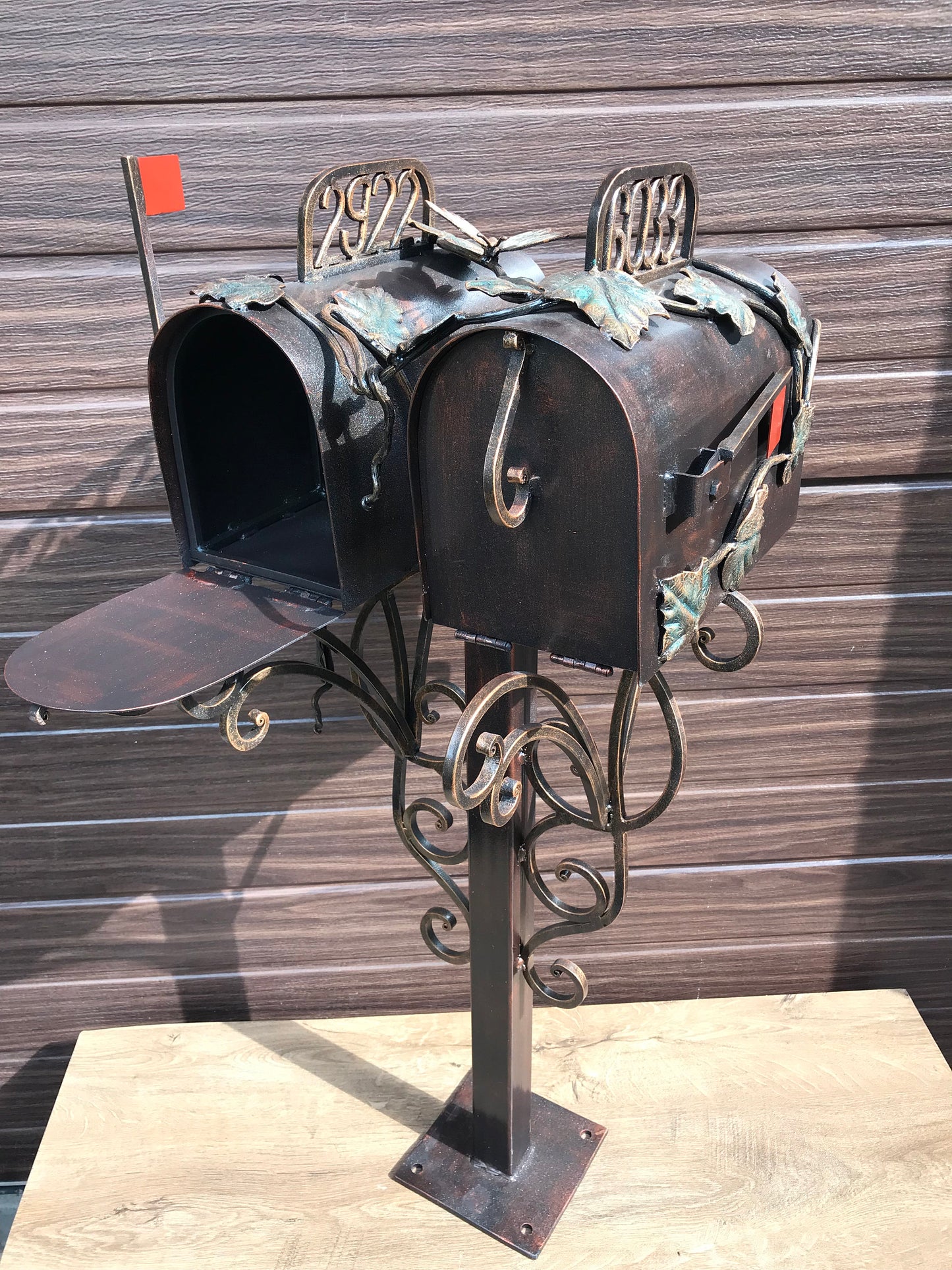 Mailbox post, post box, mailbox, mail box, custom mailbox, iron gift, iron anniversary, outdoor decor, porch decor, butterfly,viking axe,axe