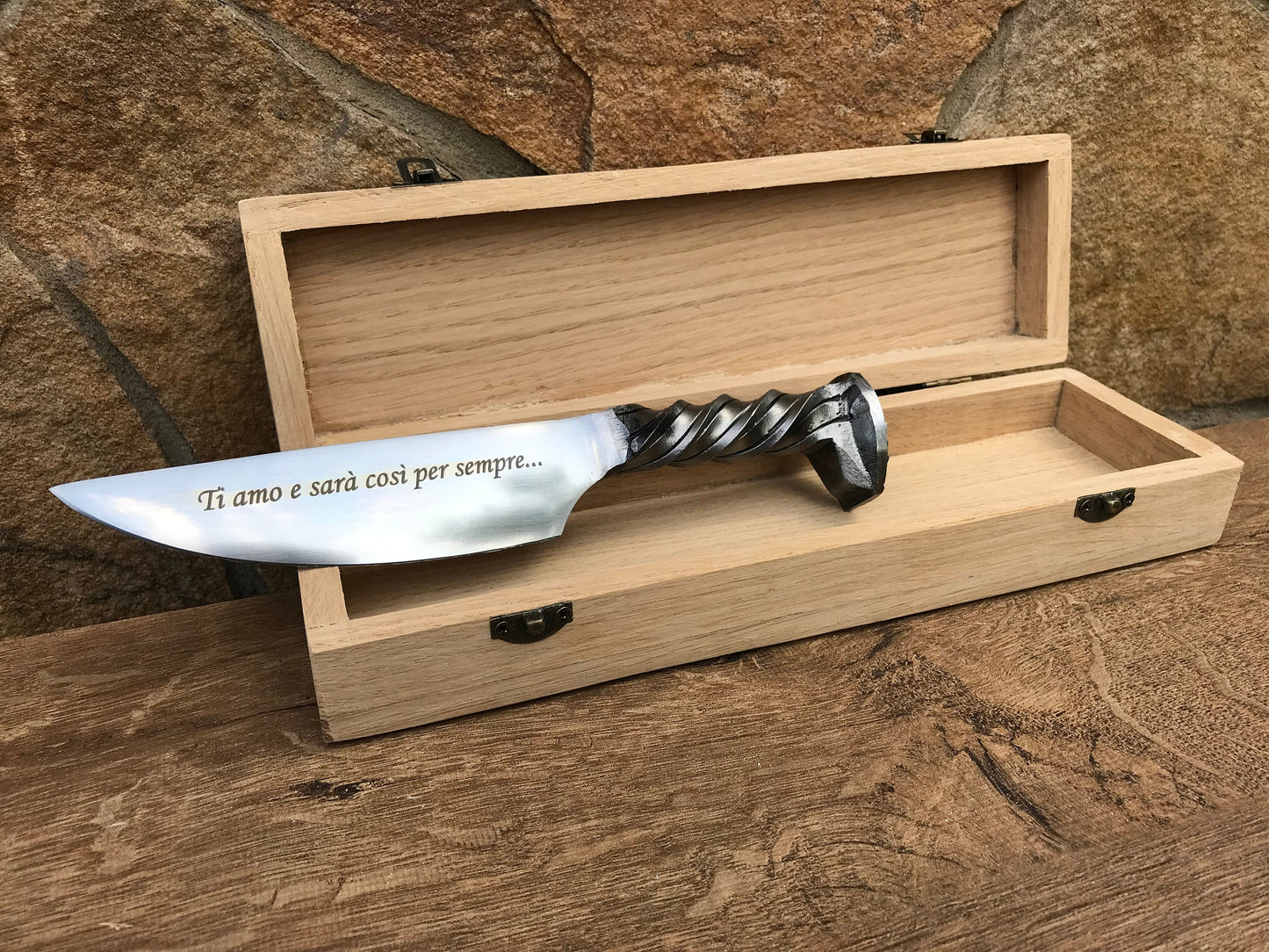 Iron gift, gift for him, mens gifts, engraved knife, railroad spike knife, iron anniversary, knife for groomsman, knife gift, knife gift box